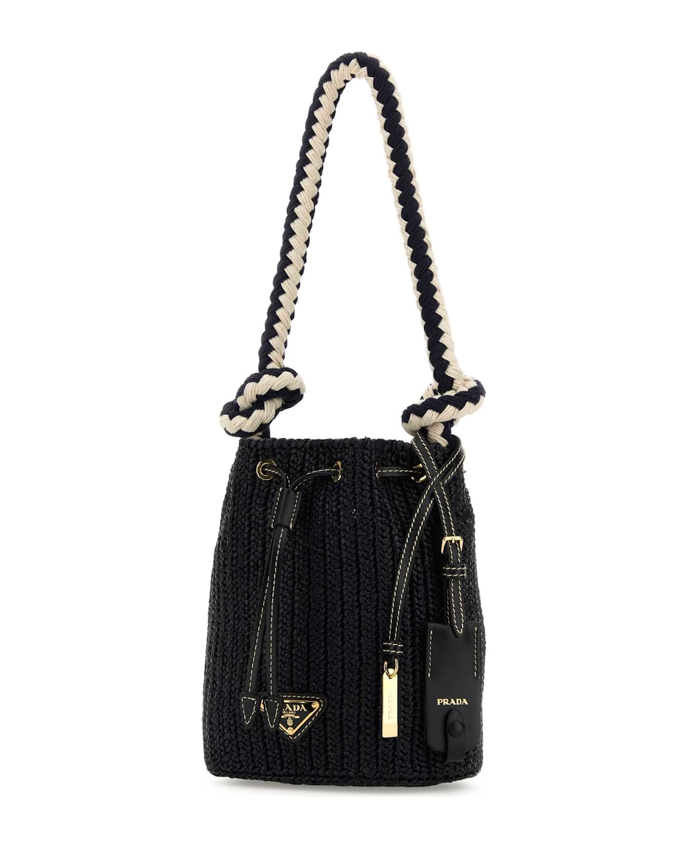 Prada Black Crochet Mini Bucket Bag - NERO