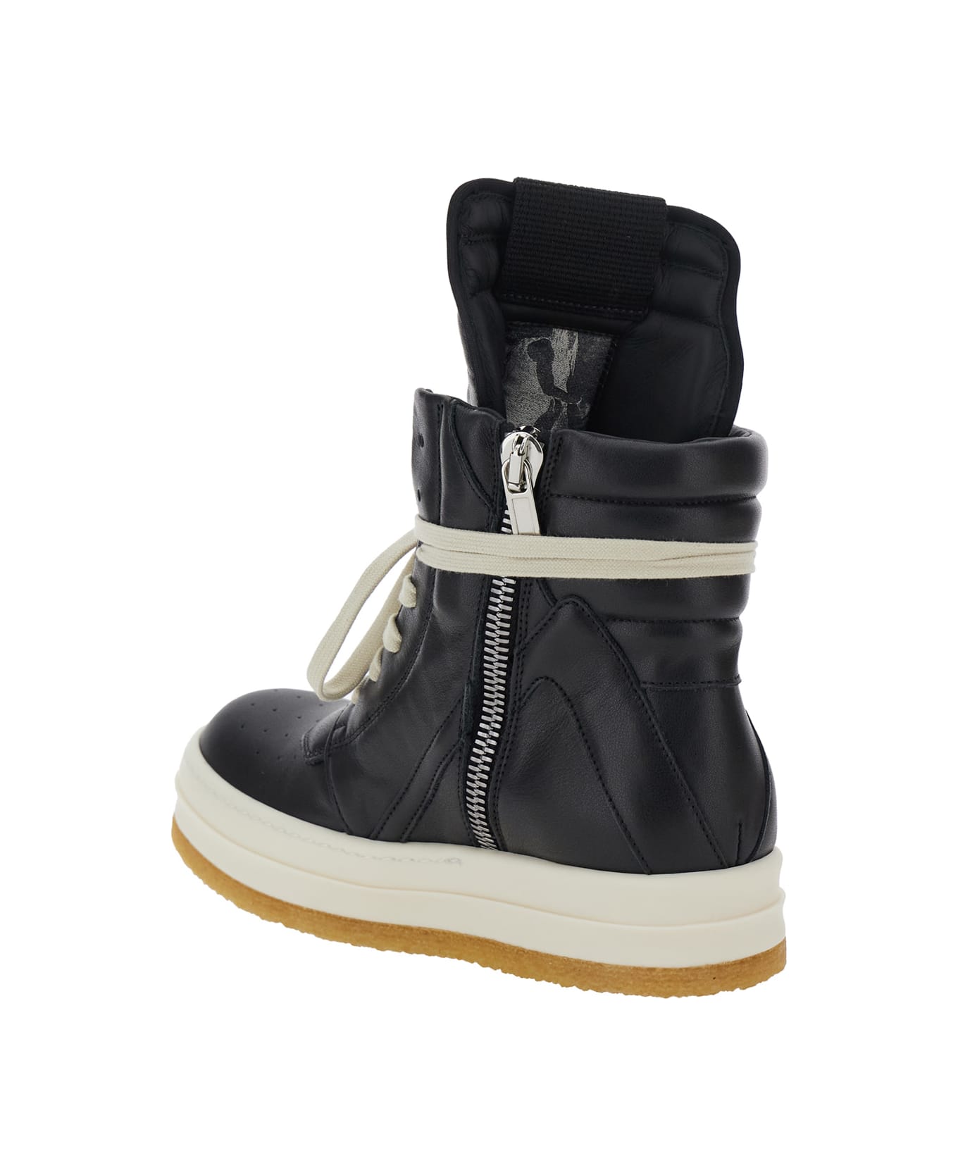 Rick Owens 
creep Geo-basket
 Black High-top Sneakers With Contrasting Details In Leather Woman - Black