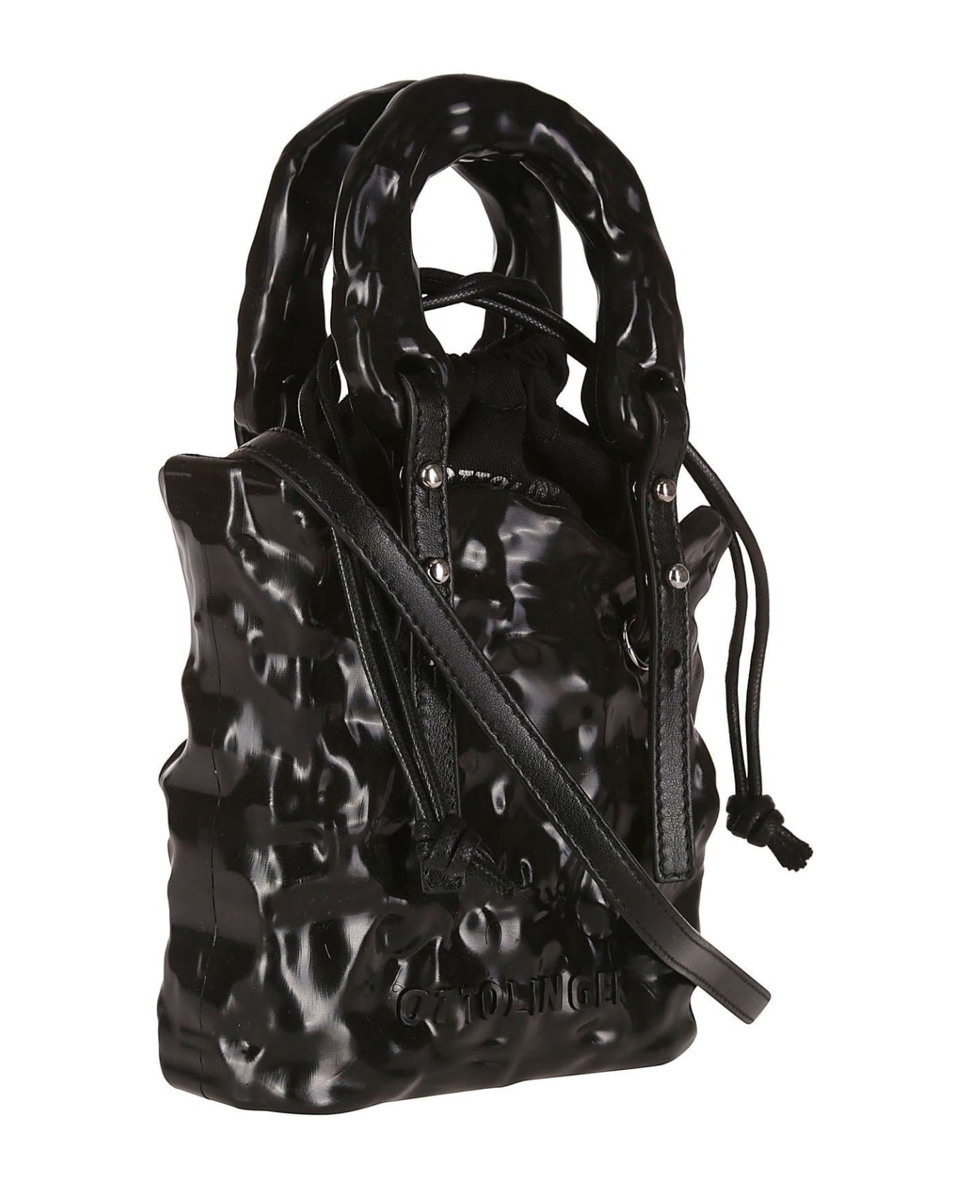 Ottolinger Top Drawstring Sculpted Tote Bag - Black