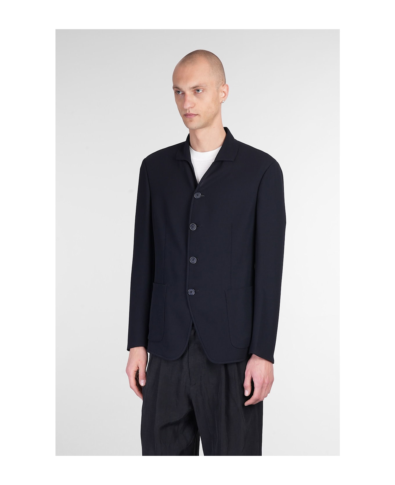 Giorgio Armani Blazer In Blue Wool - blue