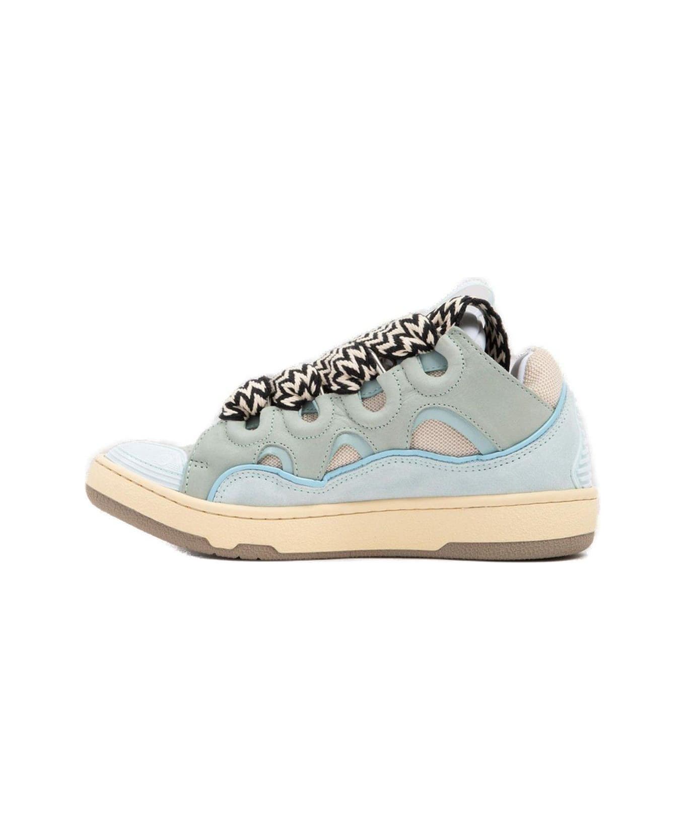 Lanvin Curb Panelled Lace-up Sneakers - Blu