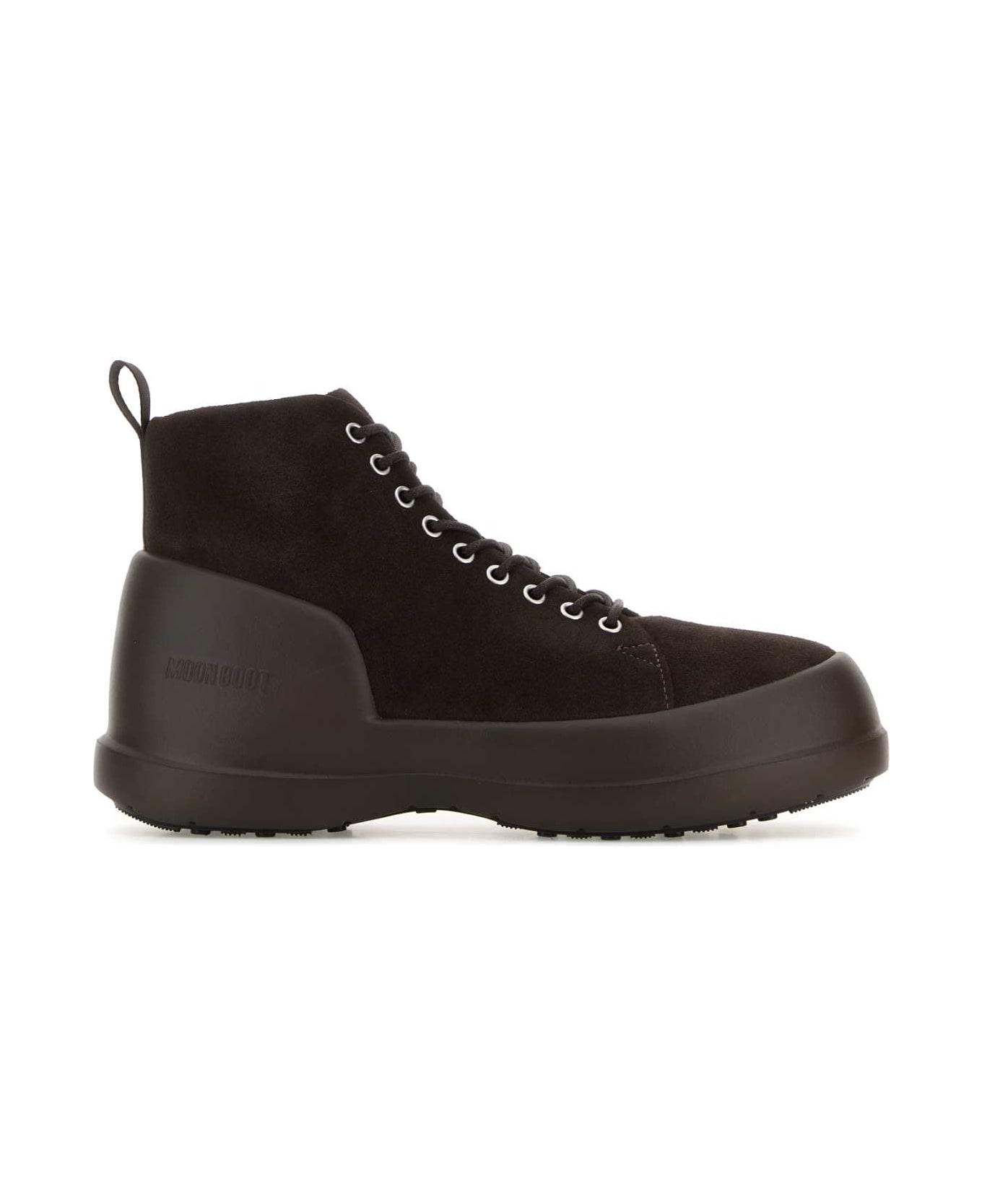 Moon Boot Brown Suede Mezzaluna Sneakers - DARKBROWN