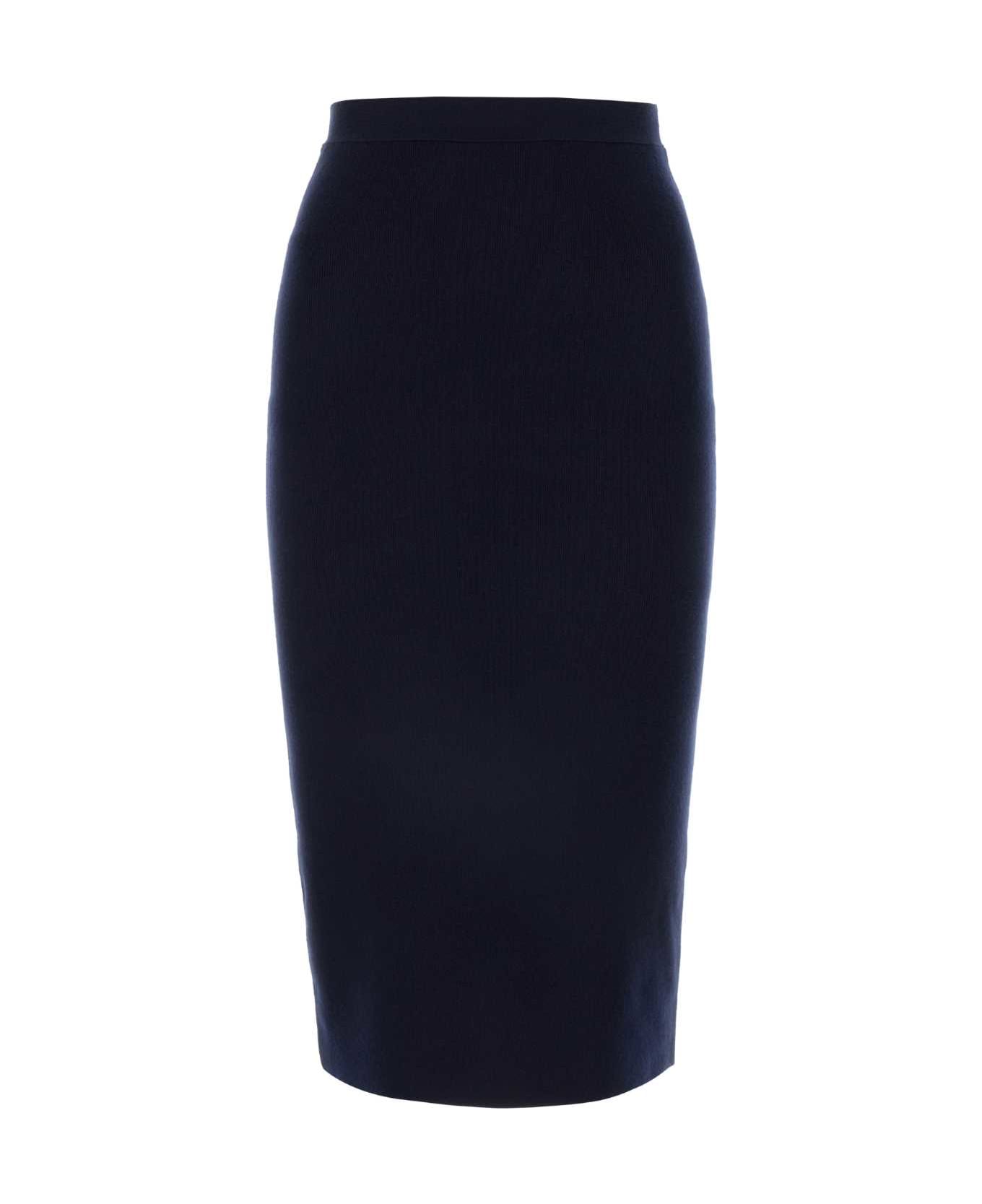 Bottega Veneta Midnight Blue Cashmere Blend Skirt - NAVY