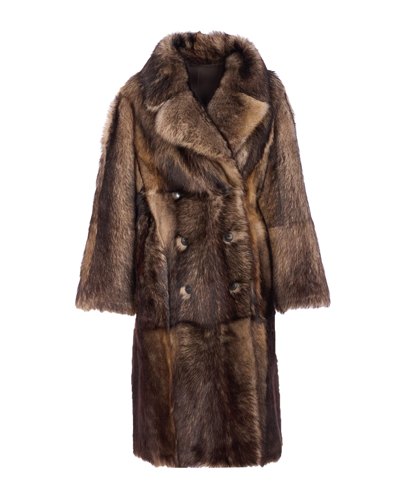 Yves Salomon Lamb Leather Coat - Brown
