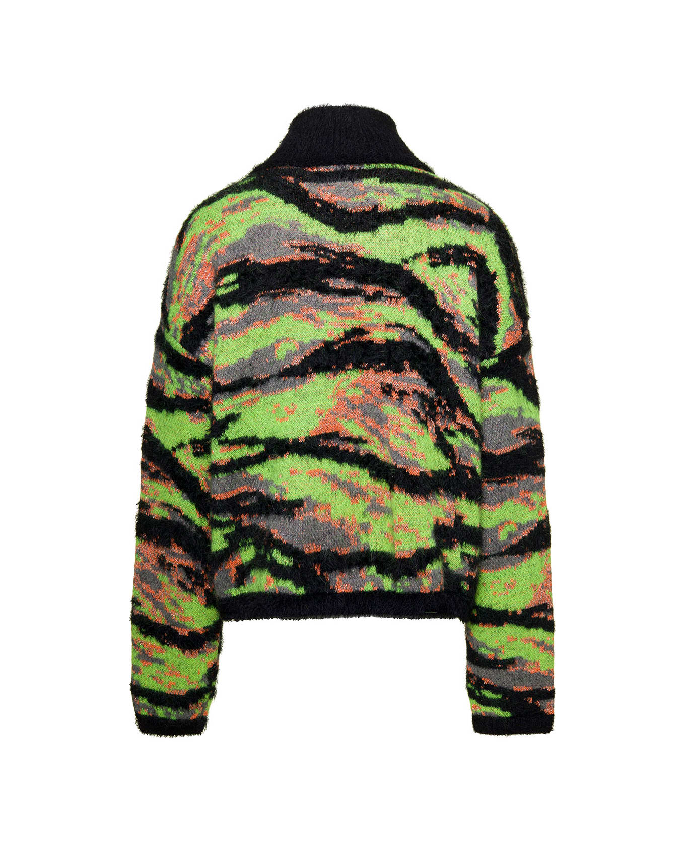 ERL Green High Neck Sweater With All-over Jacquard Graphic Pattern In Wool And Cotton Blend - Multicolor ニットウェア