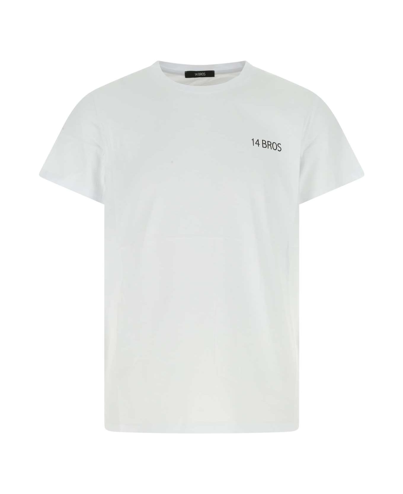 14 Bros White Cotton T-shirt - 001