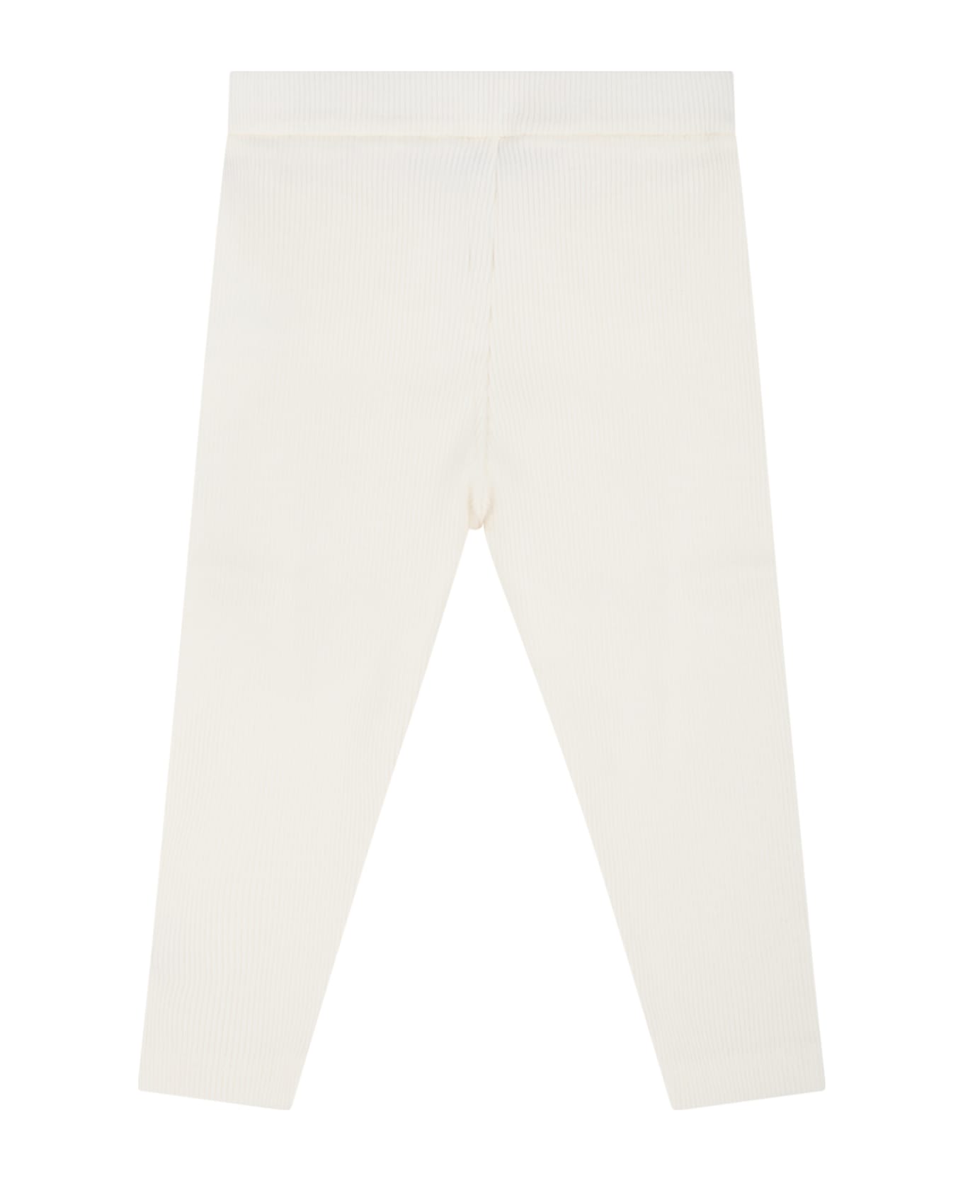 Moncler White Leggings For Baby Kids With Patch - White