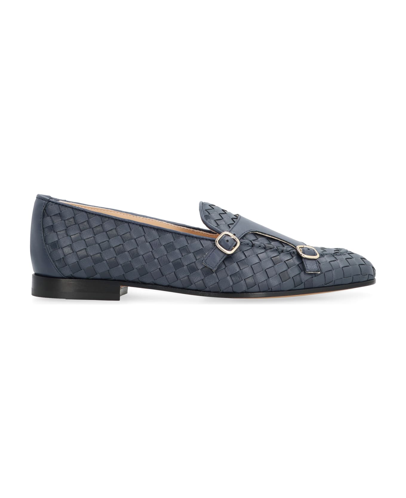 Doucal's Manila Leather Monk-strap Shoes - blue