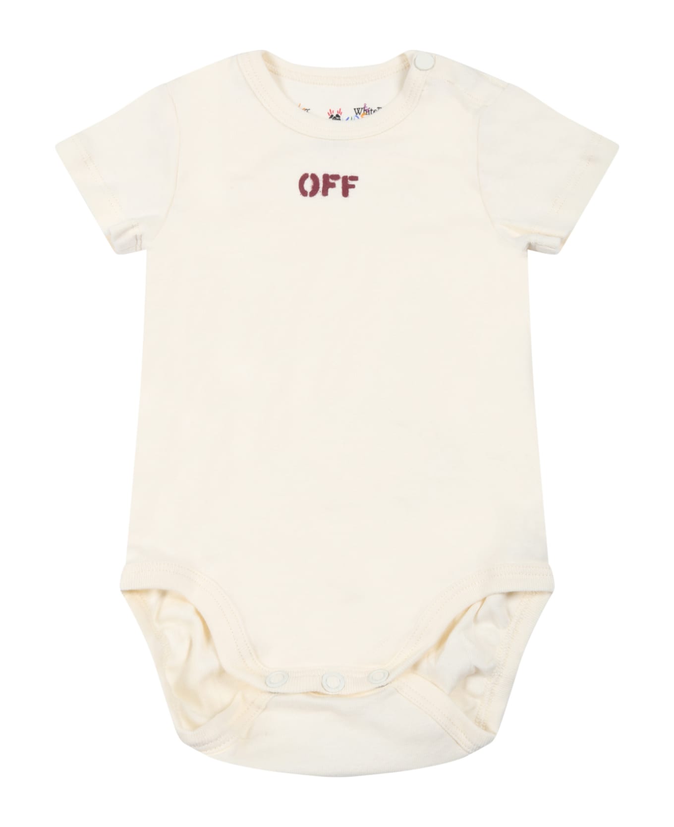 Off-White Multicolor Set For Baby Girl With Logo - Multicolor ボディスーツ＆セットアップ