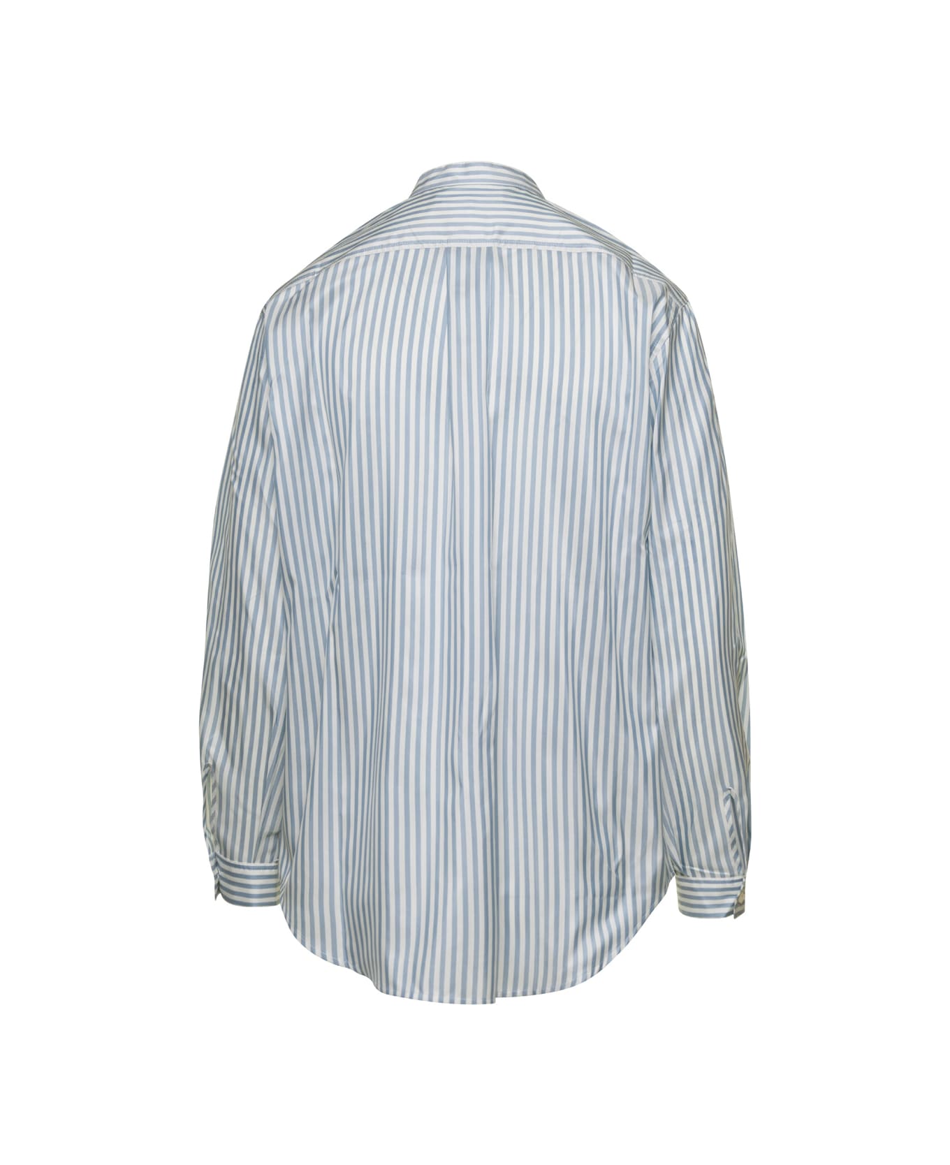 Frame Light-blue Striped Oversize Shirt In Silk Woman - Blu シャツ