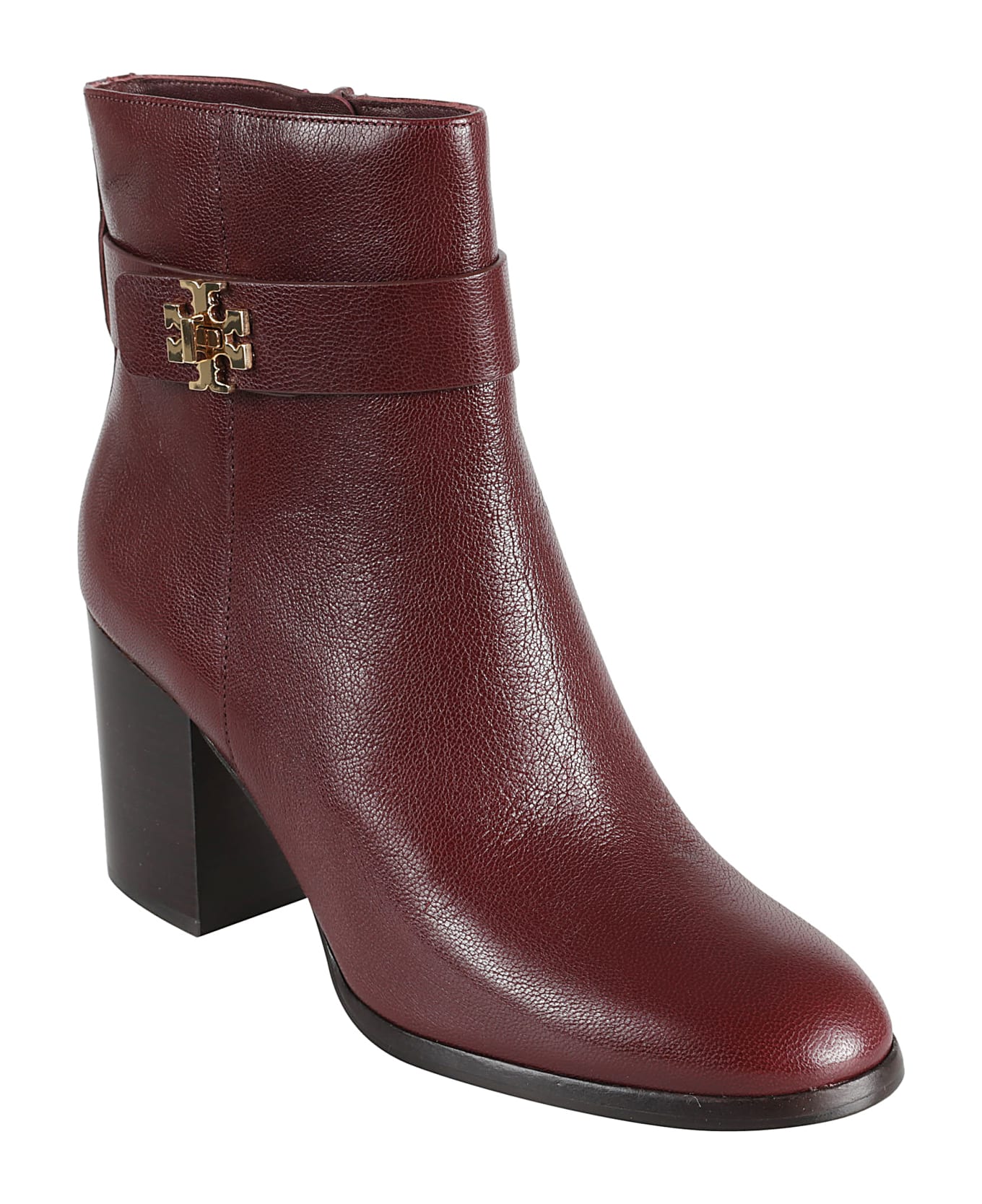 Tory Burch T-lock Heeled Ankle Boots - Dark Carmine