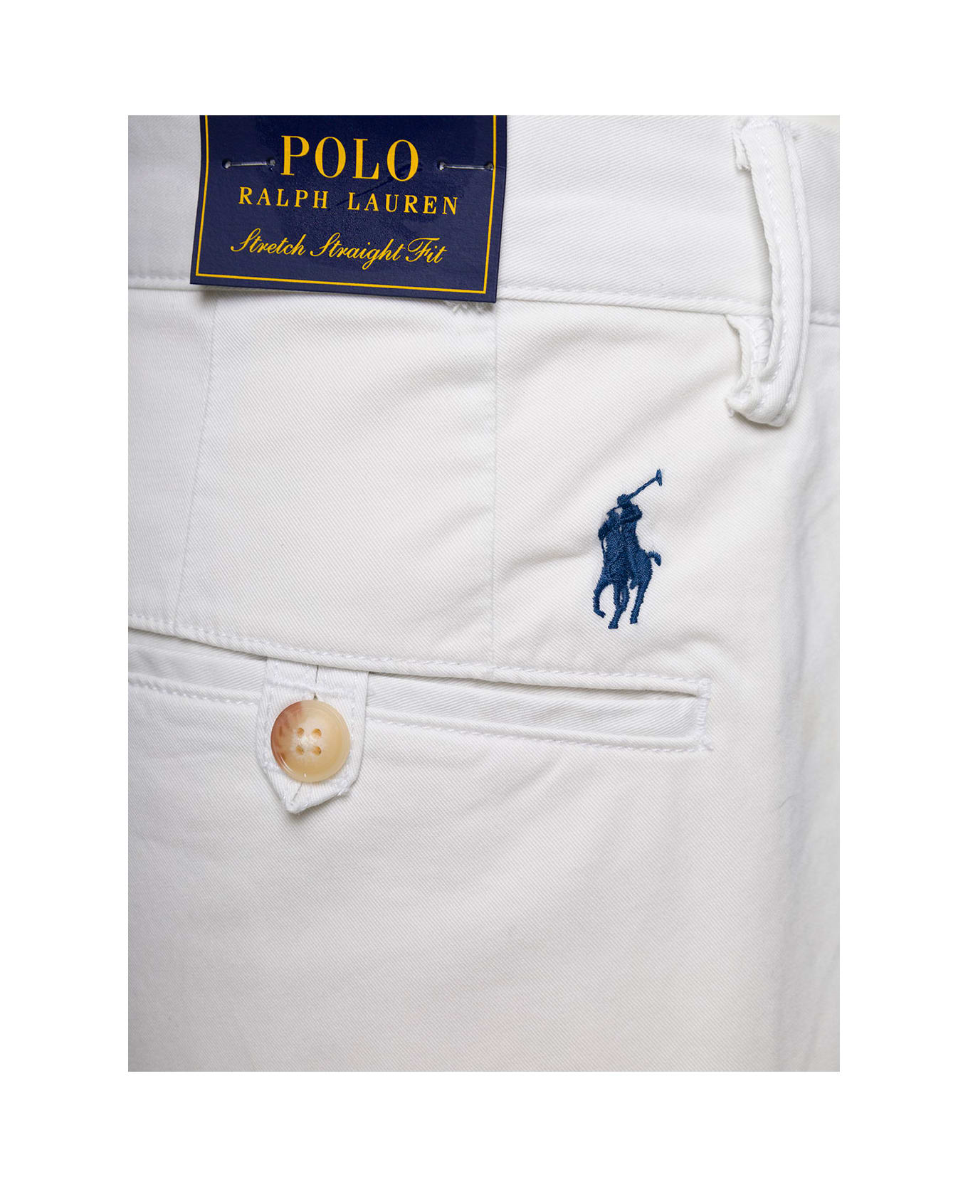 Polo Ralph Lauren White Chino Shorts With Logo Patch In Cotton Man - White