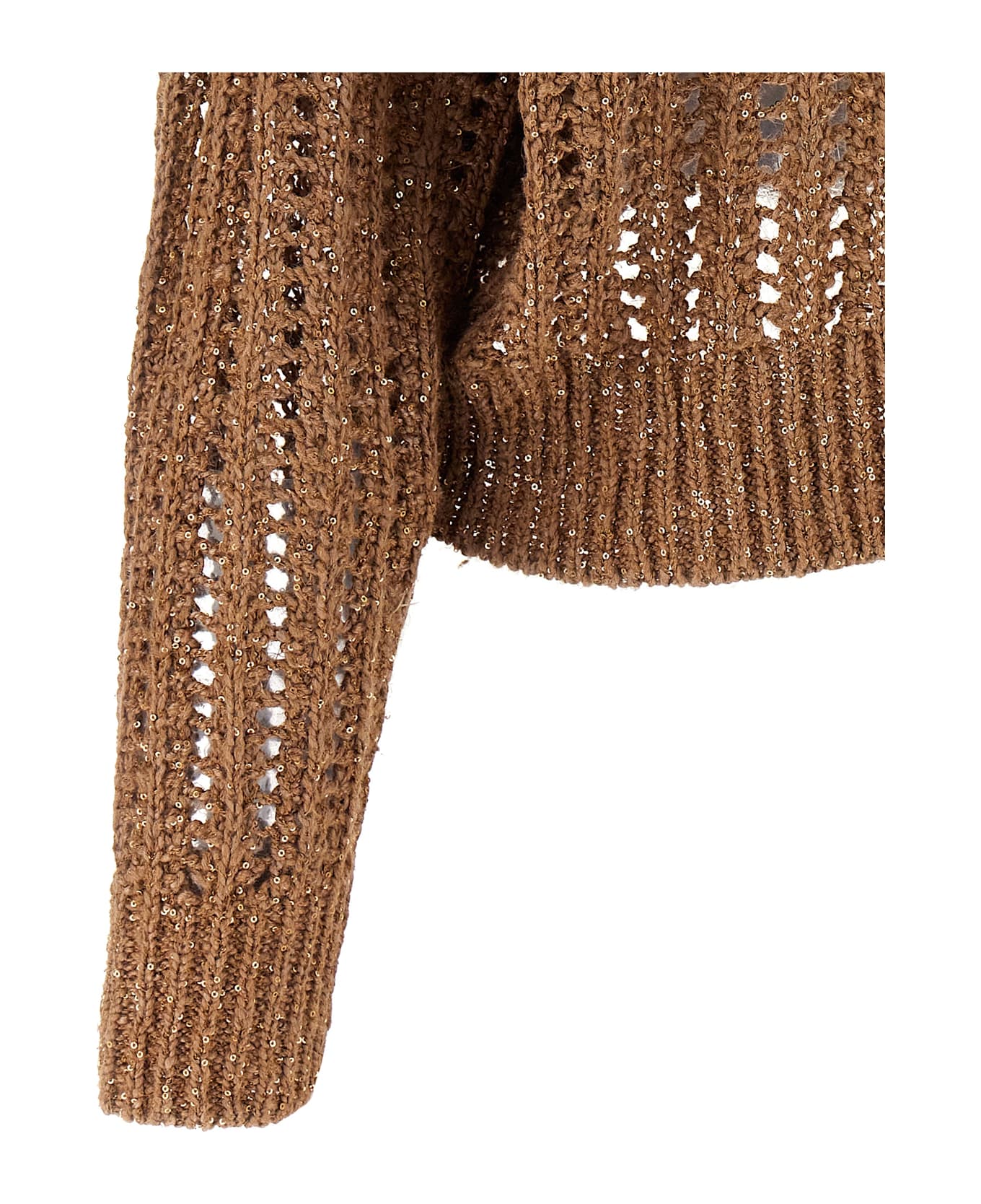 Brunello Cucinelli 'rustic Dazzling Net' Sweater - Brown