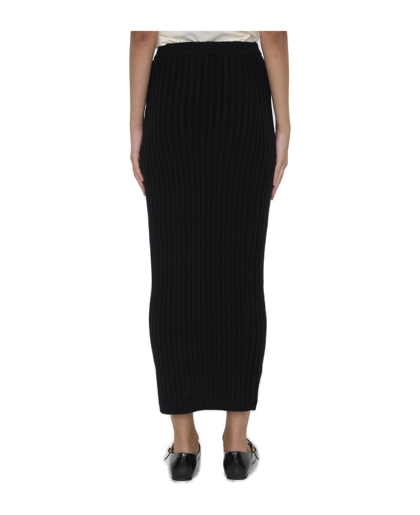 Max Mara Seta High Waist Ribbed-knit Skirt Max Mara - Black