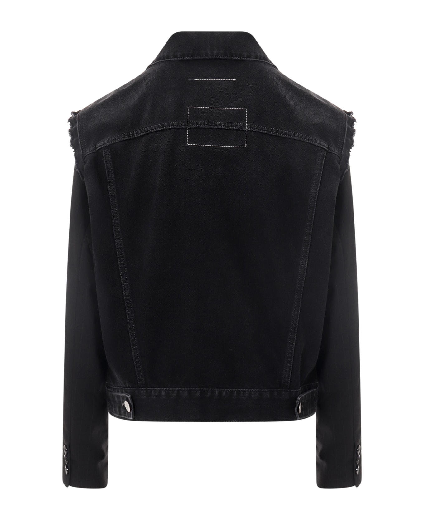 MM6 Maison Margiela Denim Striped Wool Sleeve Jacket - Black