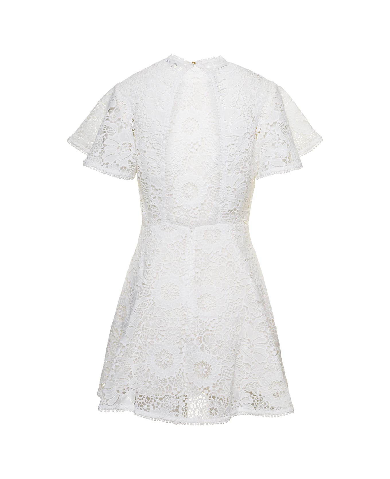 Sabina Musayev 'sue' Mini White Dress With Cut-out At The Back In Lace Woman - White