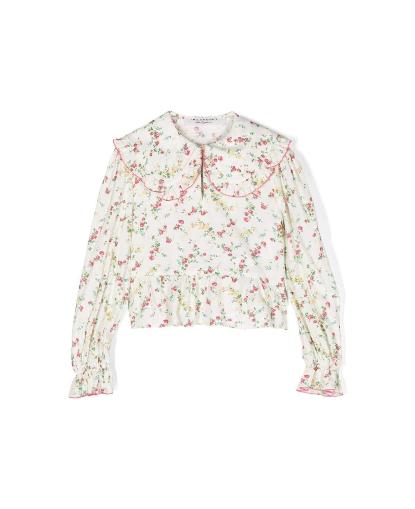 Philosophy di Lorenzo Serafini Kids Blusa A Fiori - Cream