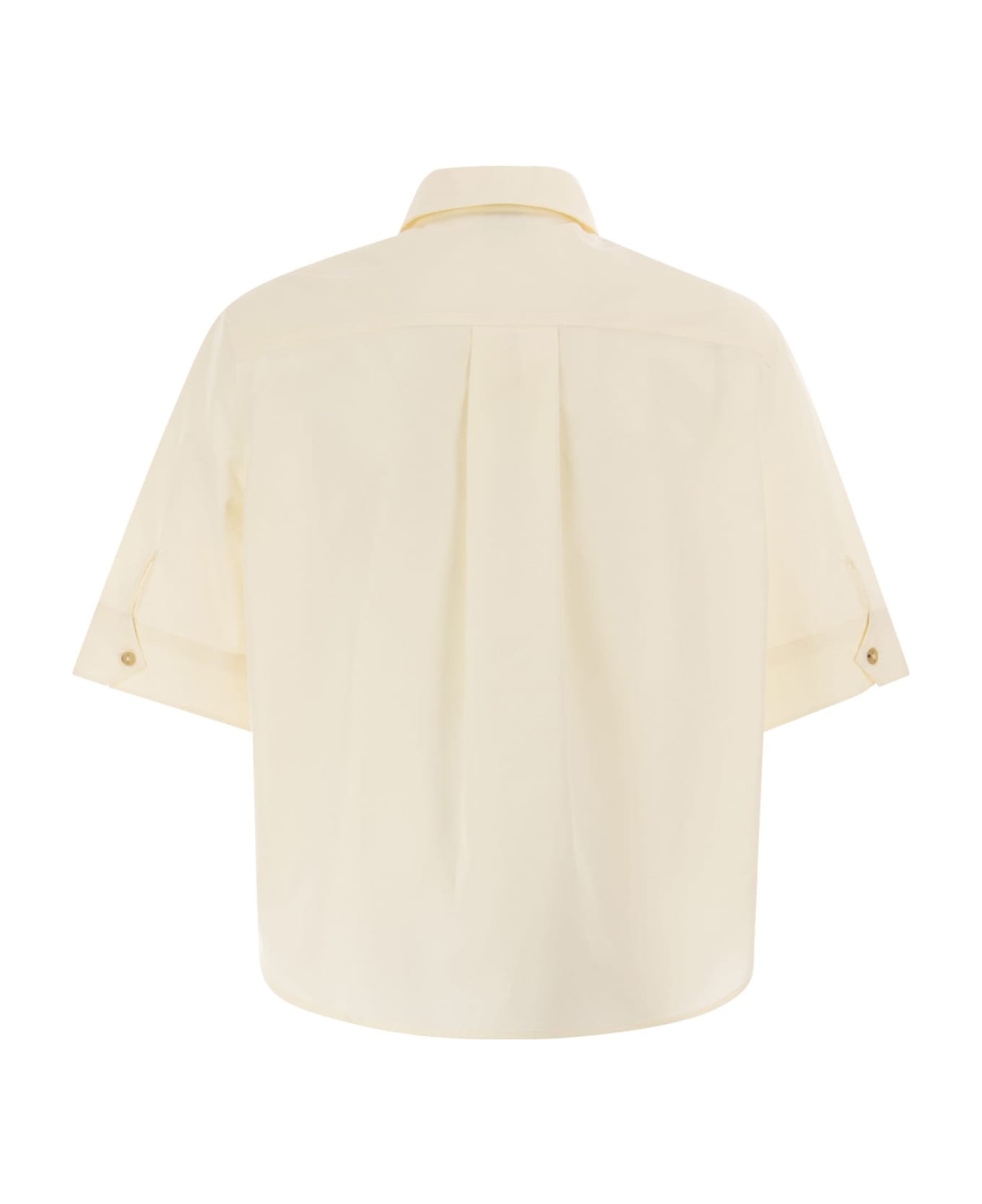 Fay Cropped Cotton Shirt - Panna