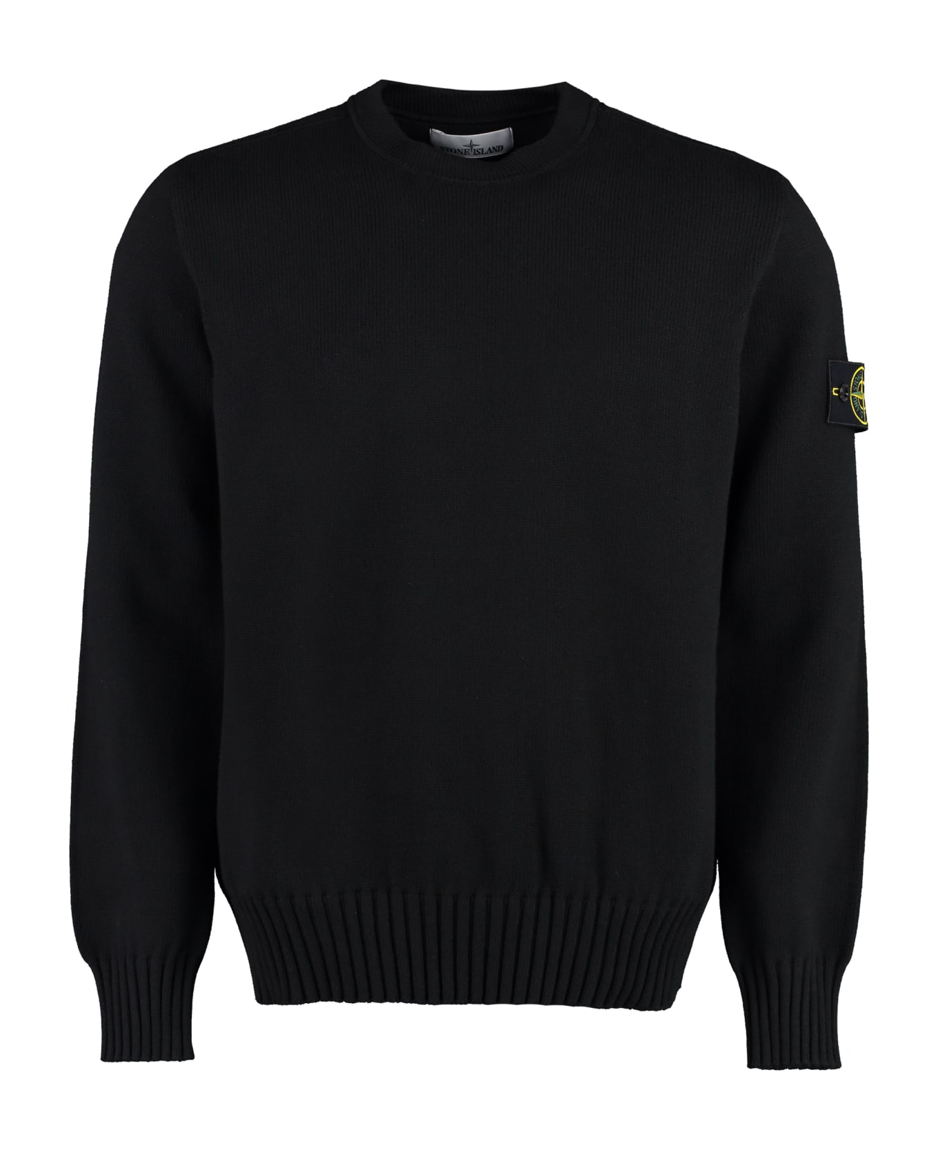 Stone Island Cotton Blend Crew-neck Sweater - black