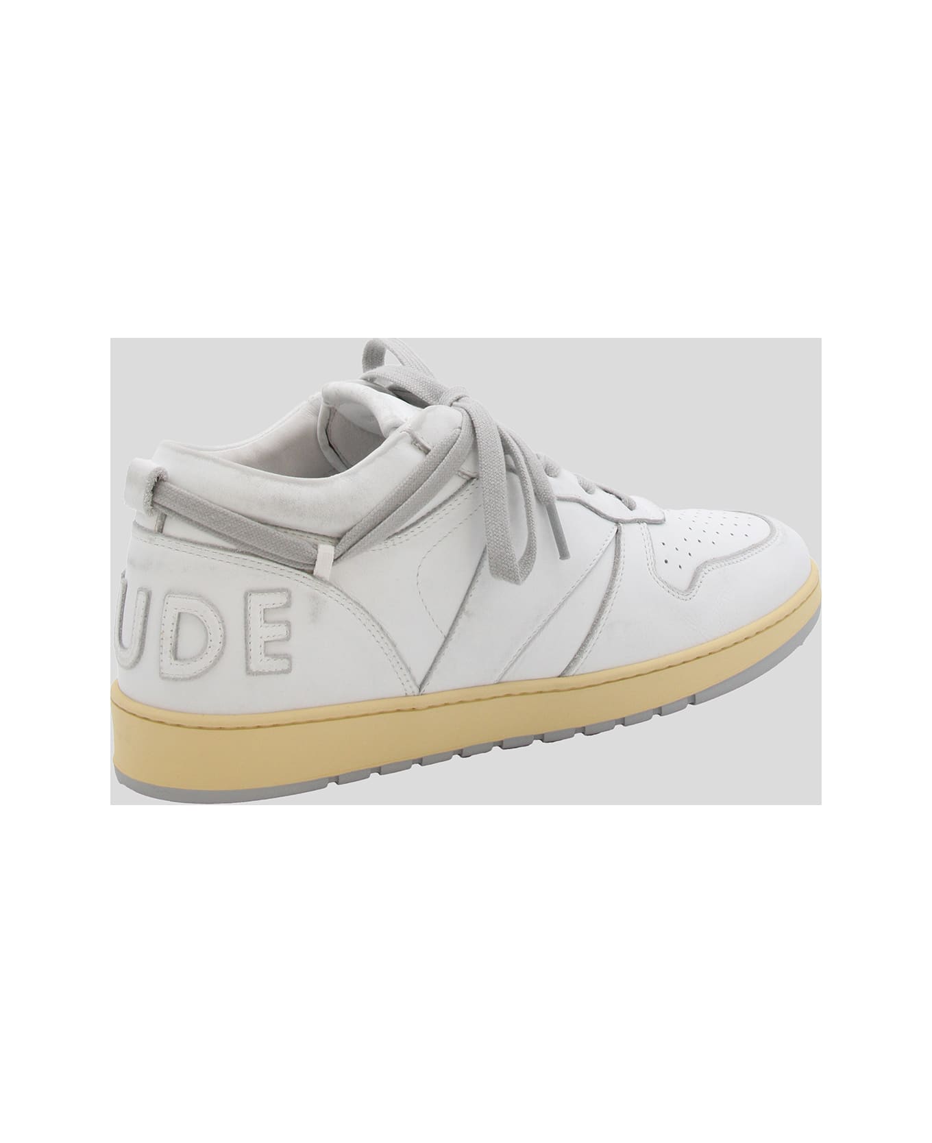 Rhude White Leather Sneakers - WHITE/WHITE