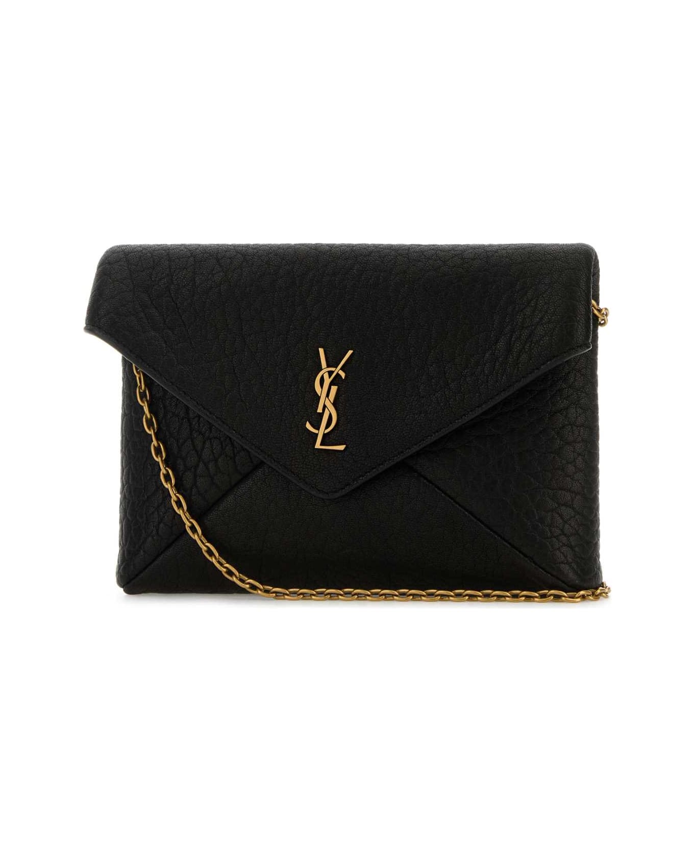 Saint Laurent Black Leather Crossbody Bag - NERO