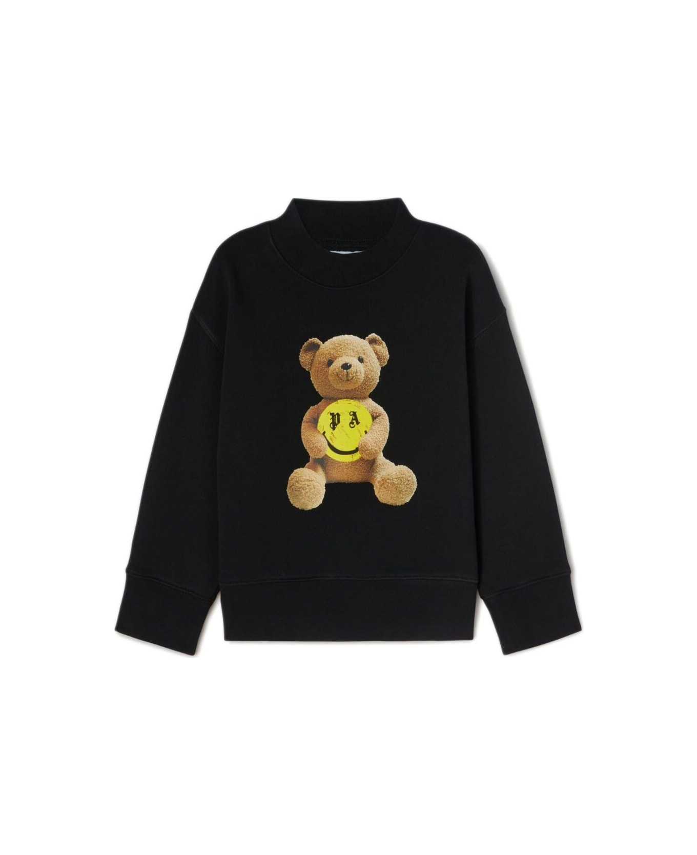 Palm Angels Black 'smiley Bear' With Maxi Print And Logo In Cotton Boy - Black Lemon