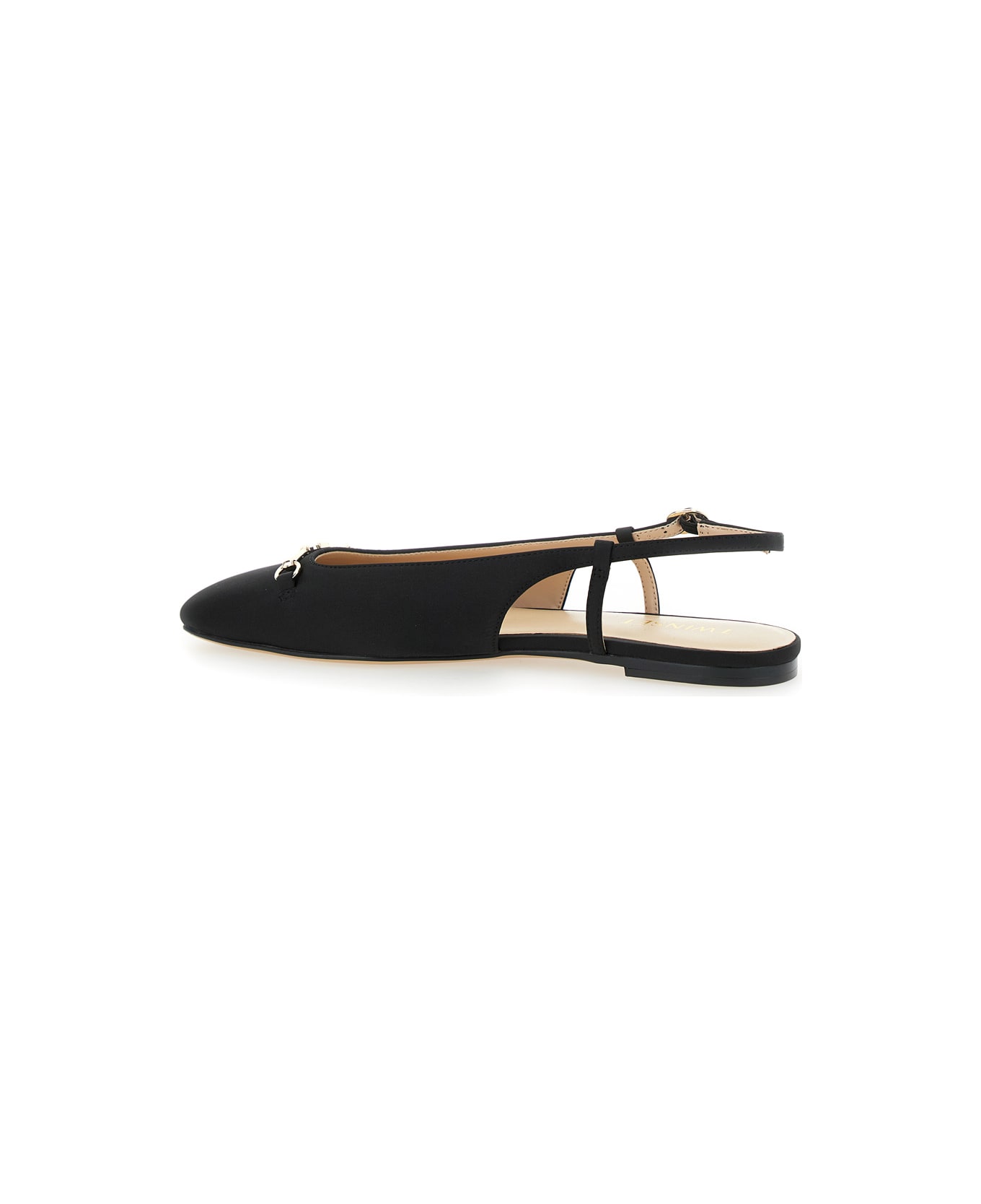 TwinSet Black Ballet Shoes With Square Toe And Logo Plaque On The Front In Tech Fabric Woman - Black