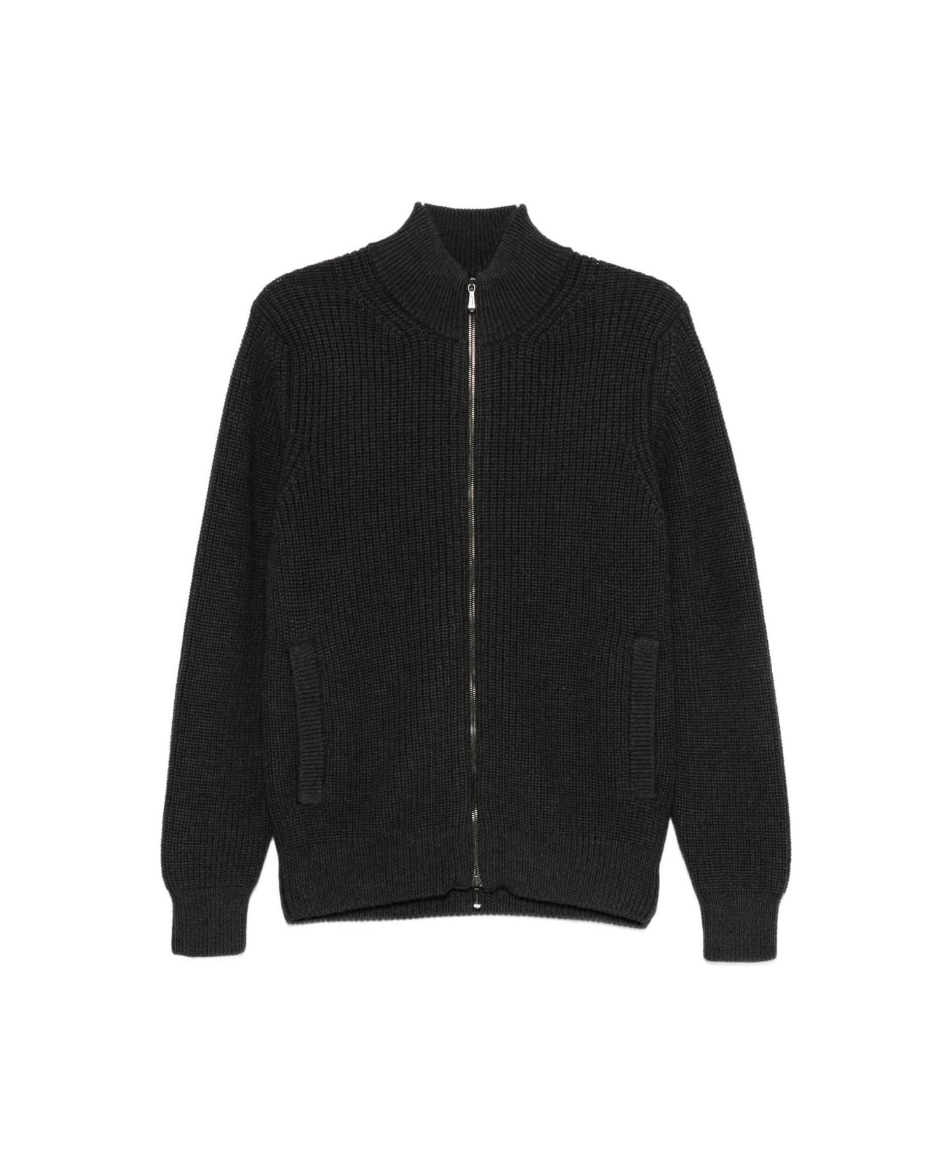 Drumohr Ribbed Cardigan With Zip Closure - Grey