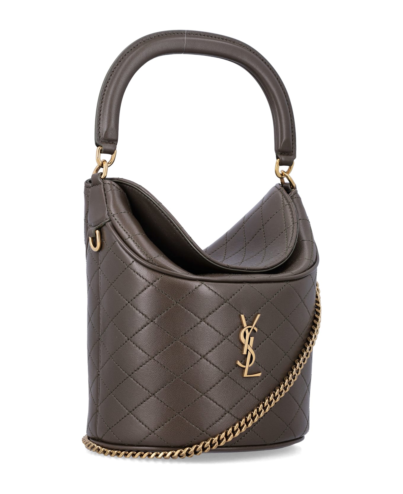 Saint Laurent Gaby Quilted Lambskin Bucket Bag - LIGHT MUSK