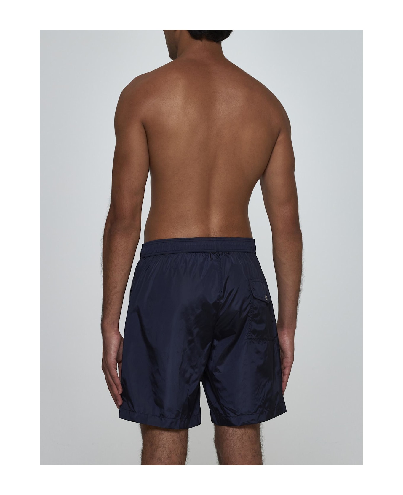 Moncler Logo Swim Shorts - Blu