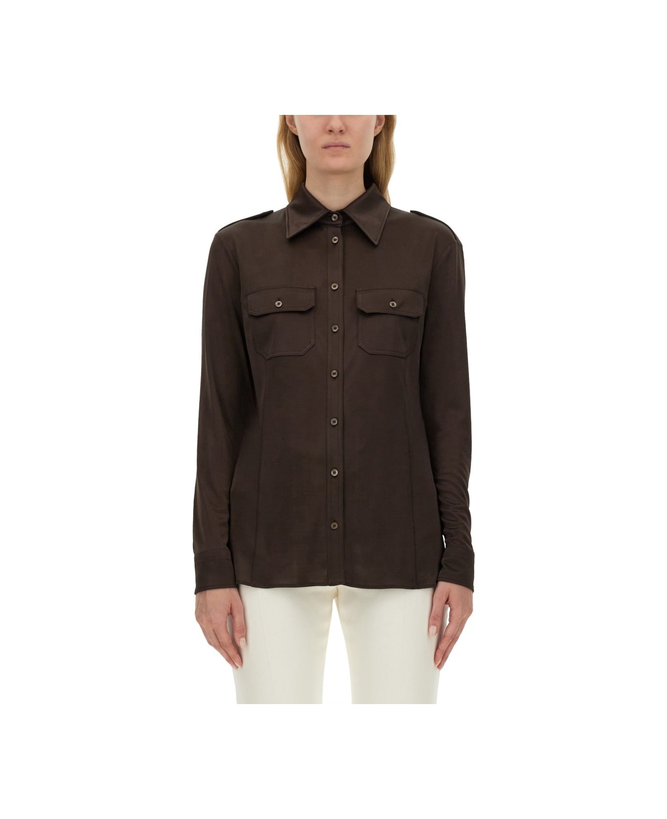 Tom Ford Flap Pocket Long-sleeved Shirt - BROWN