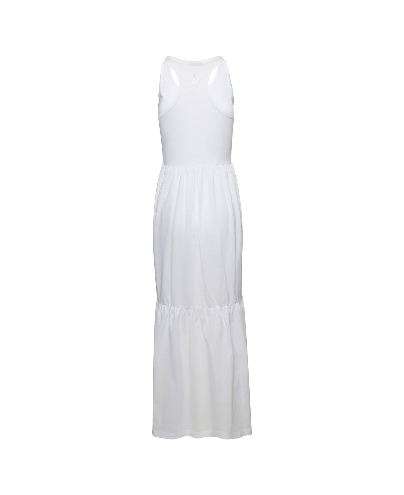 Douuod Long White Sleeveless Dress With Flounced Skirt In Cotton Woman - White