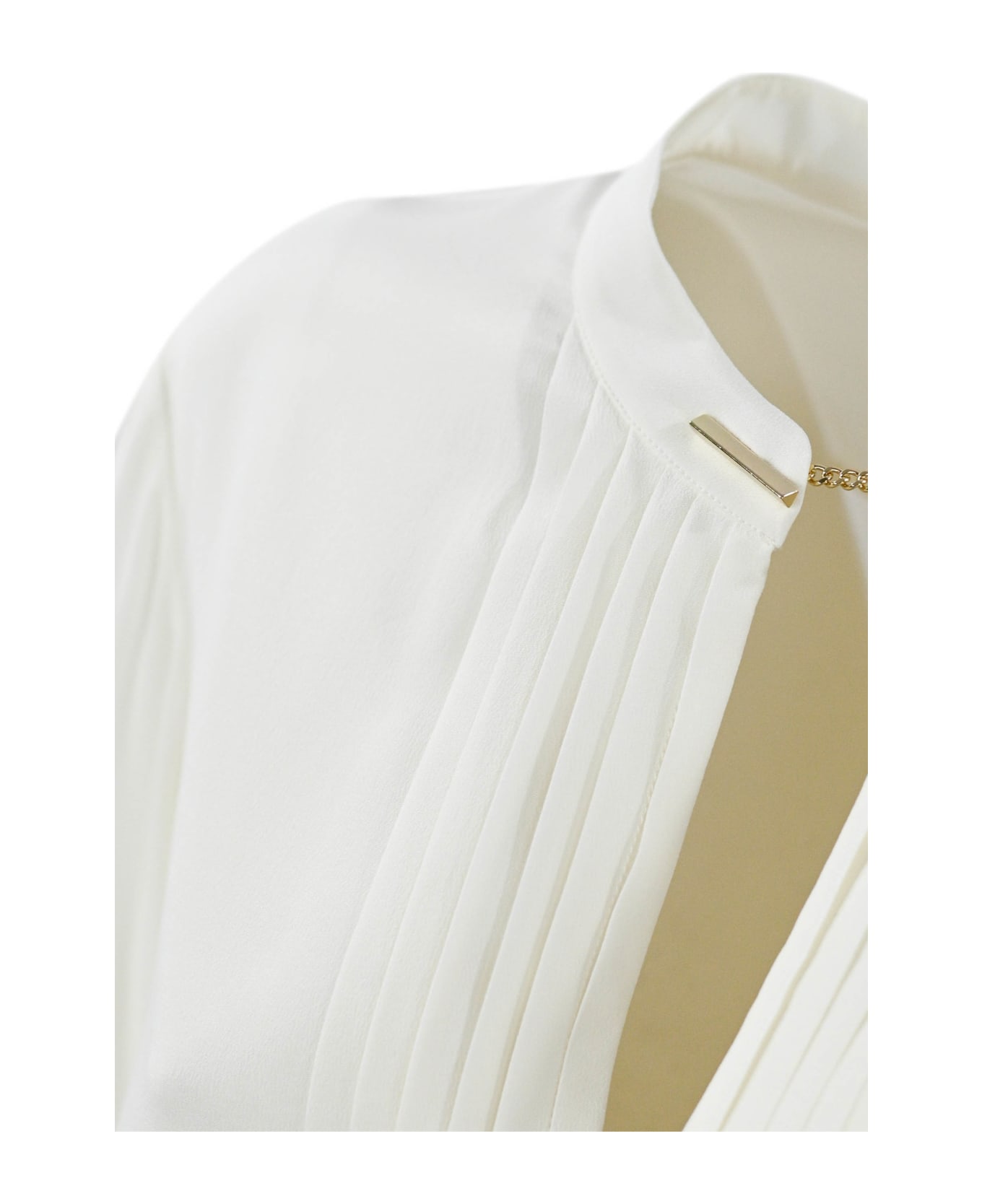 Max Mara Studio Shirt With Ribs And Cufflinks - White ブラウス