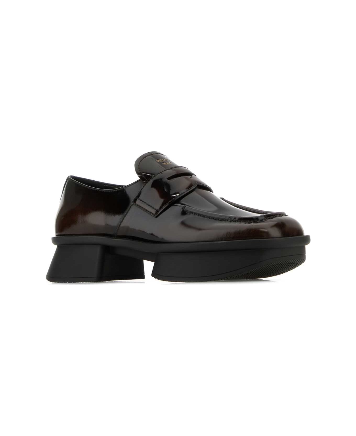 Prada Brown Leather Equal Loafers | italist