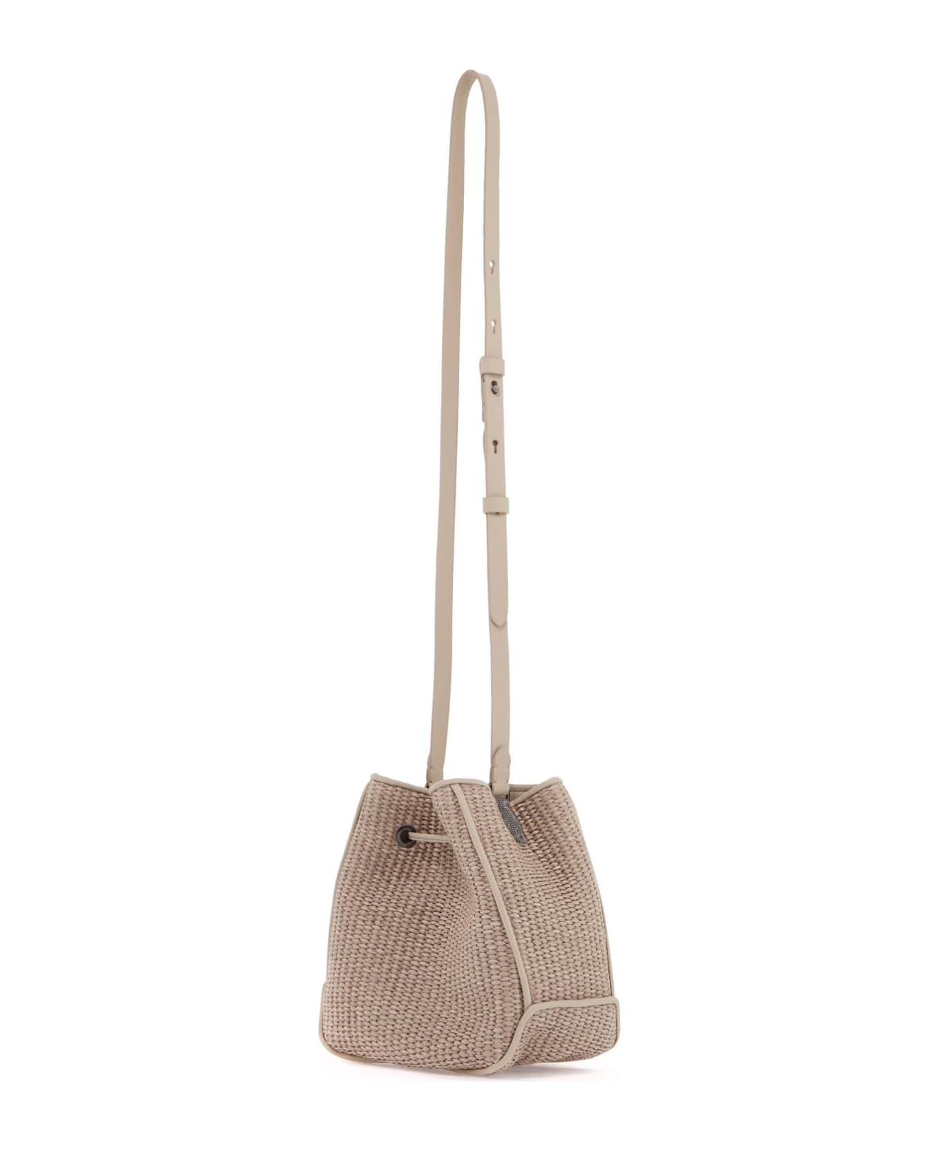 Brunello Cucinelli Techno Raffia Bucket Bag With - BEIGE CHIARO