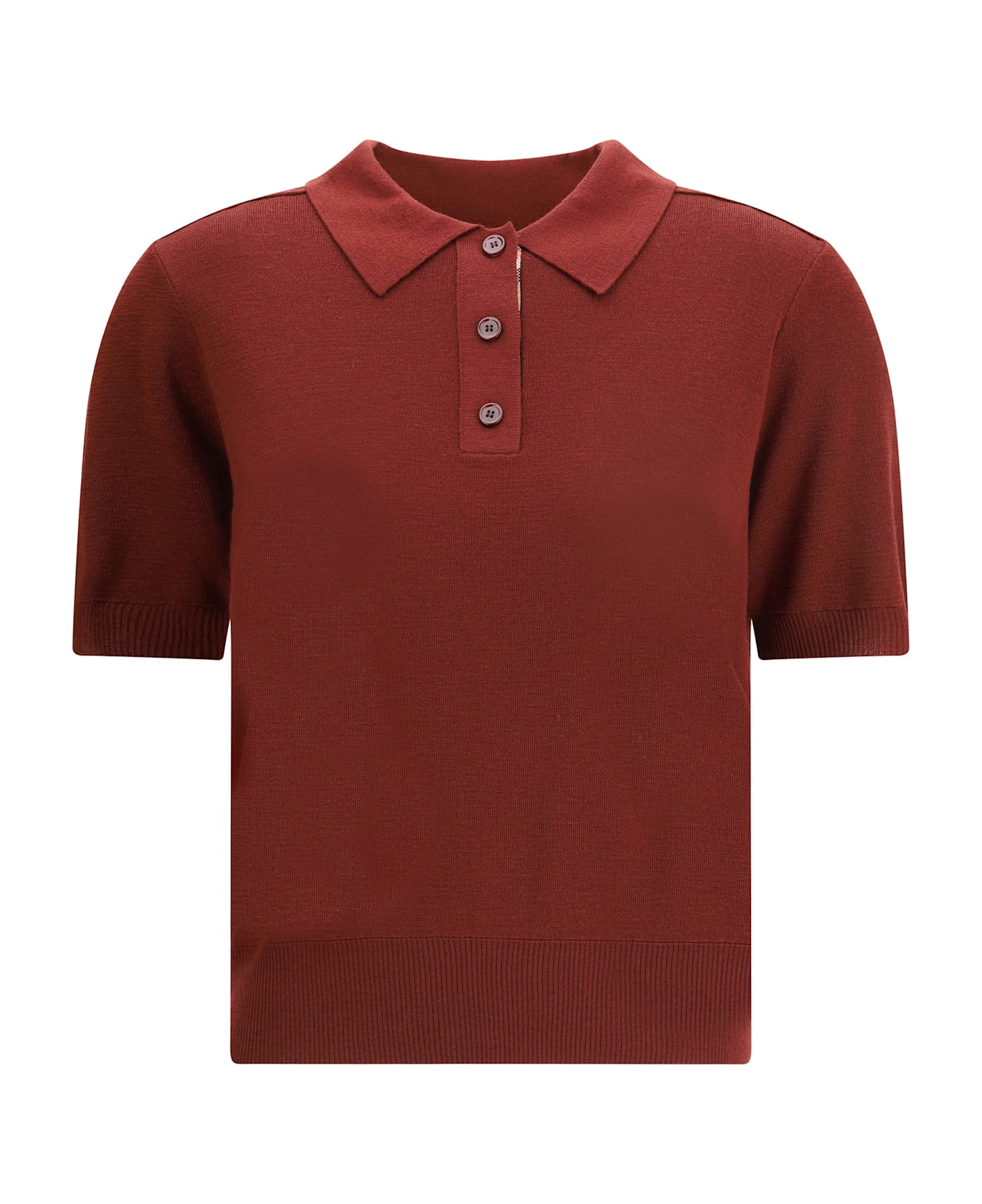 Burberry Wool Polo Shir - BROWN