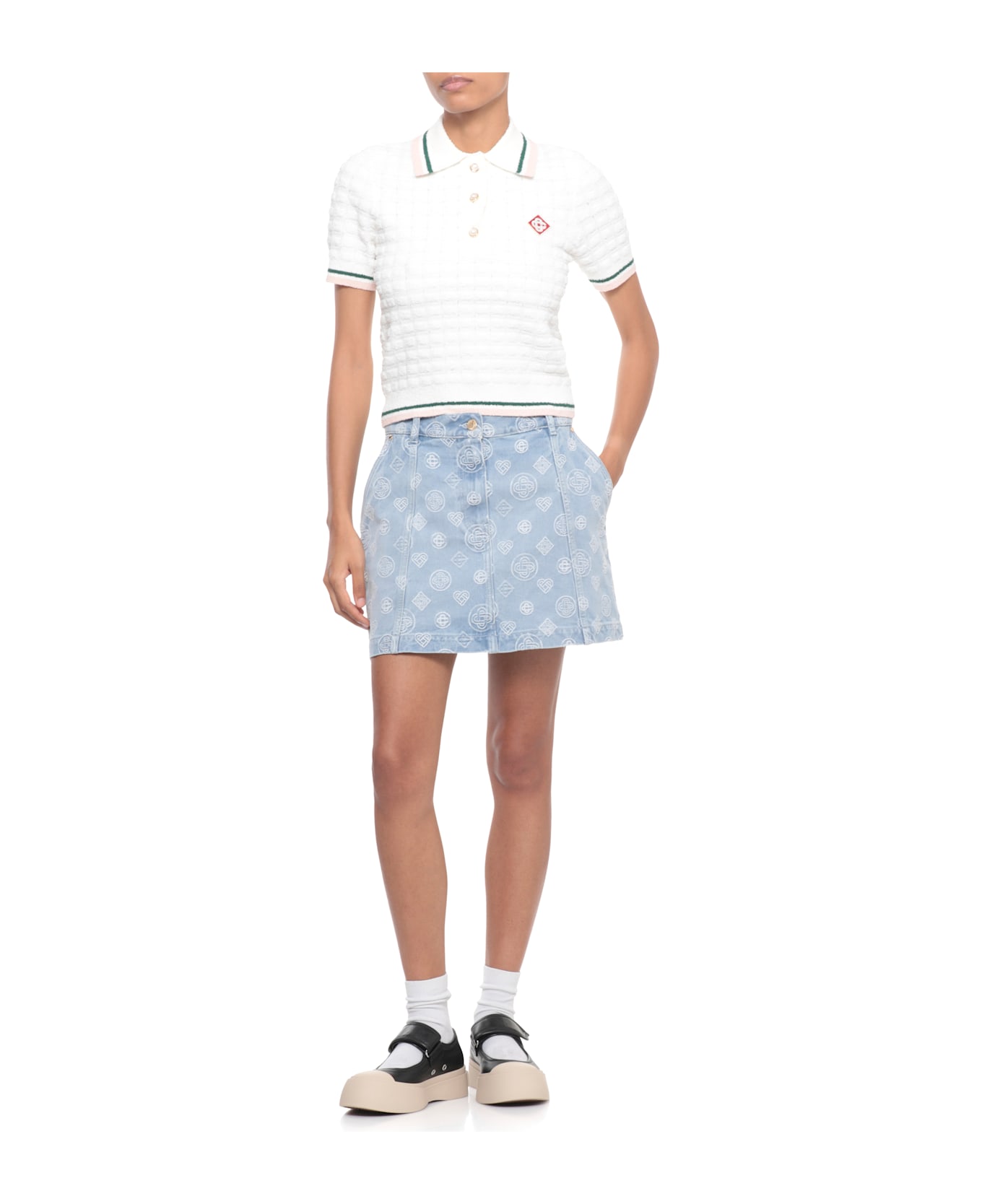 Casablanca Logoed Polo Shirt - White ポロシャツ
