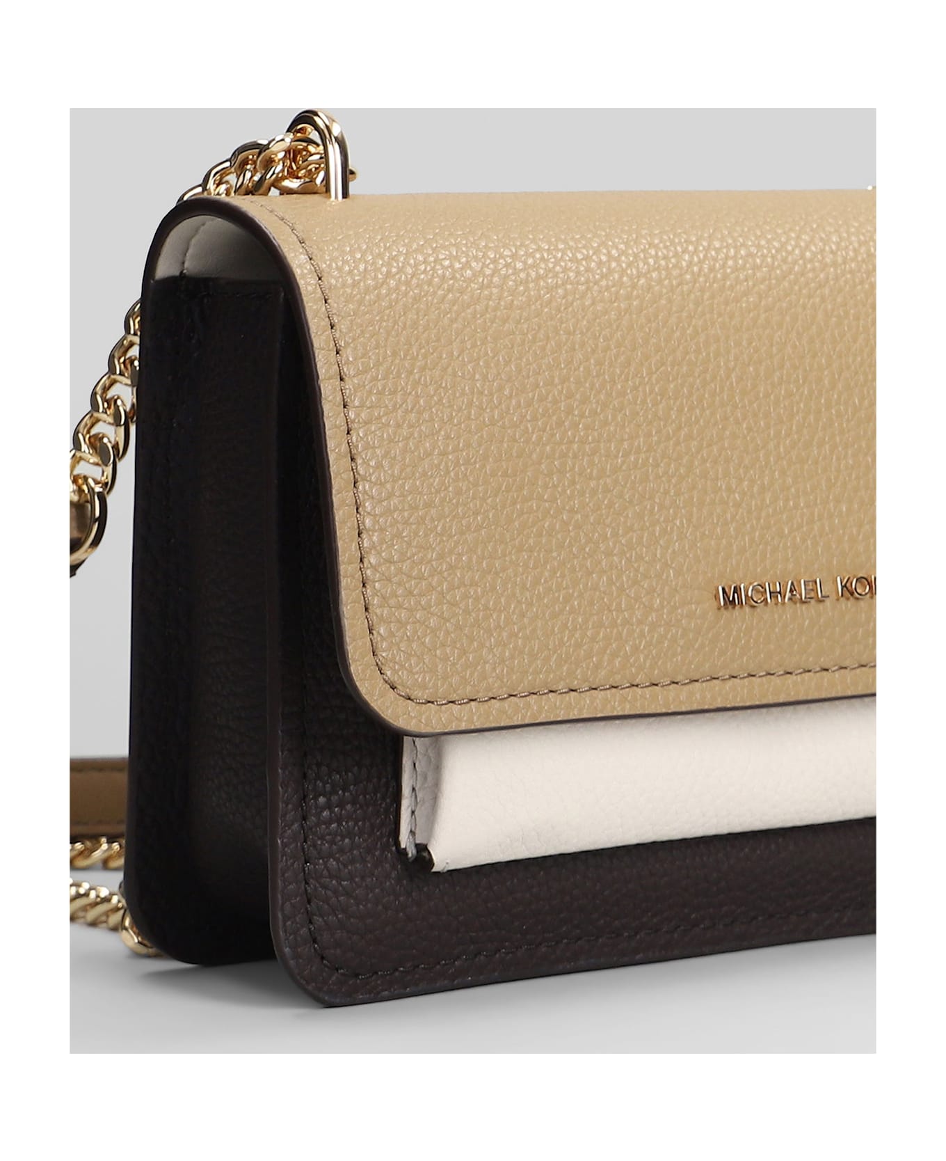 Michael Kors Claire Shoulder Bag In Beige Leather - beige