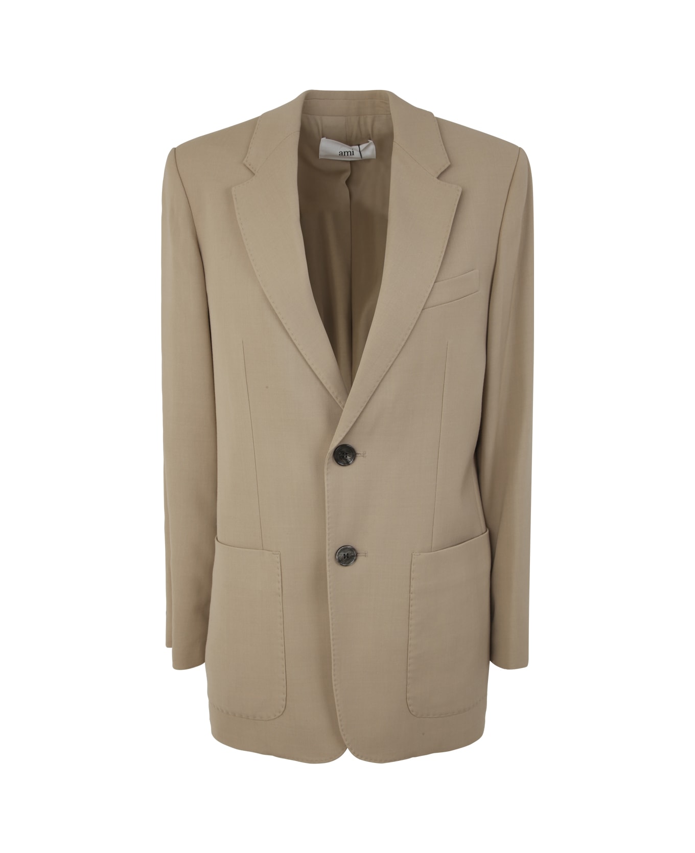 Ami Alexandre Mattiussi Two Buttons Jacket - Wool Tricotine Champagne
