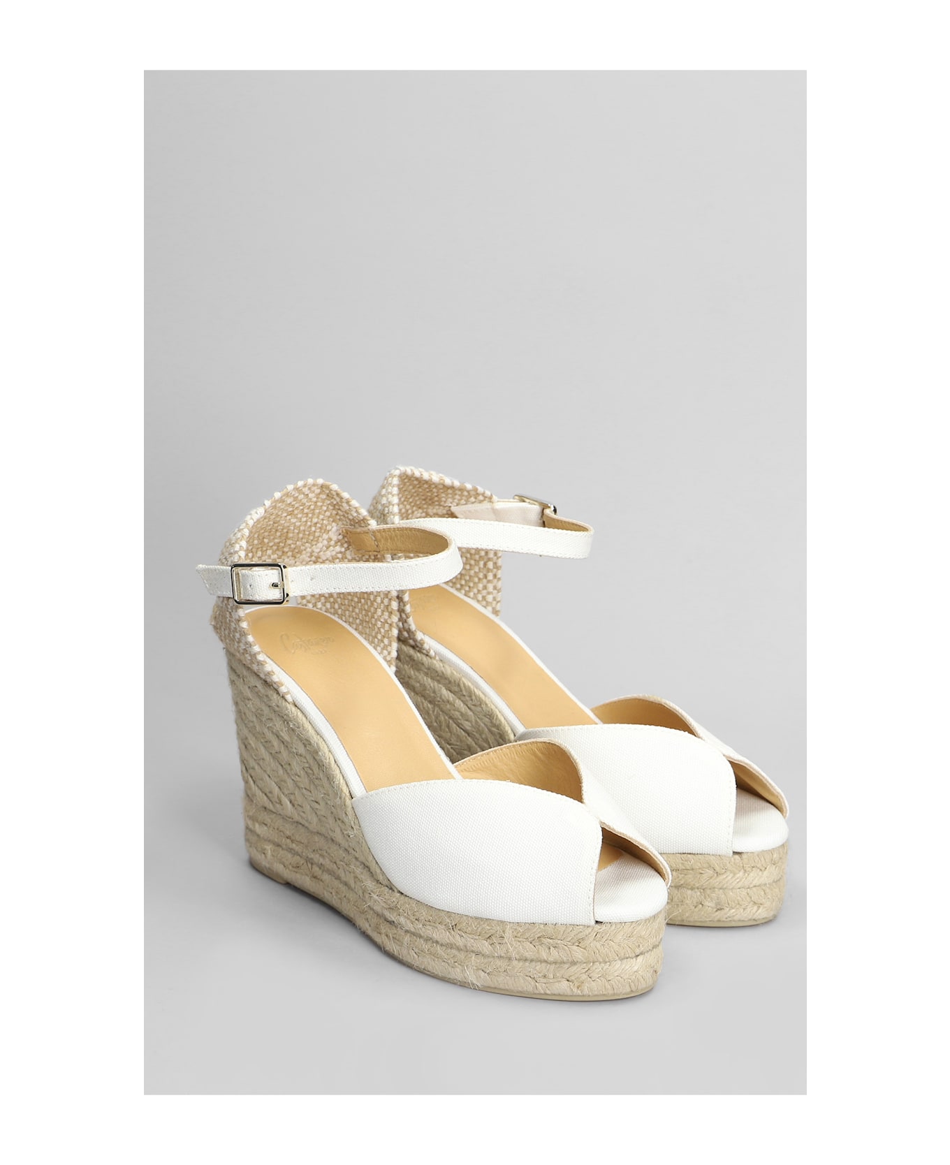 Castañer Bianca-8ed-001 Wedges In White Canvas - white