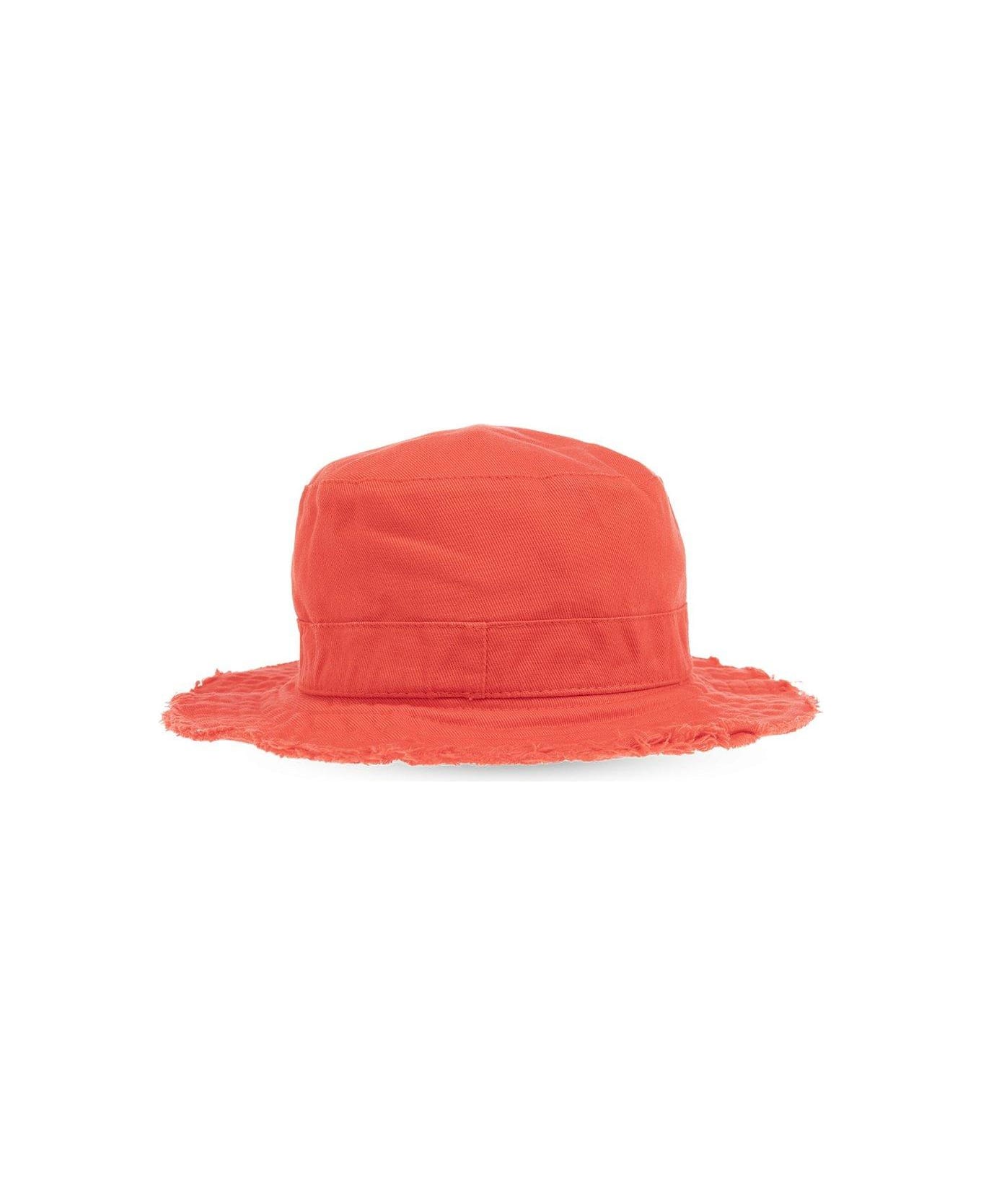 Jacquemus L'enfant Frayed Hem Bucket Hat - RED
