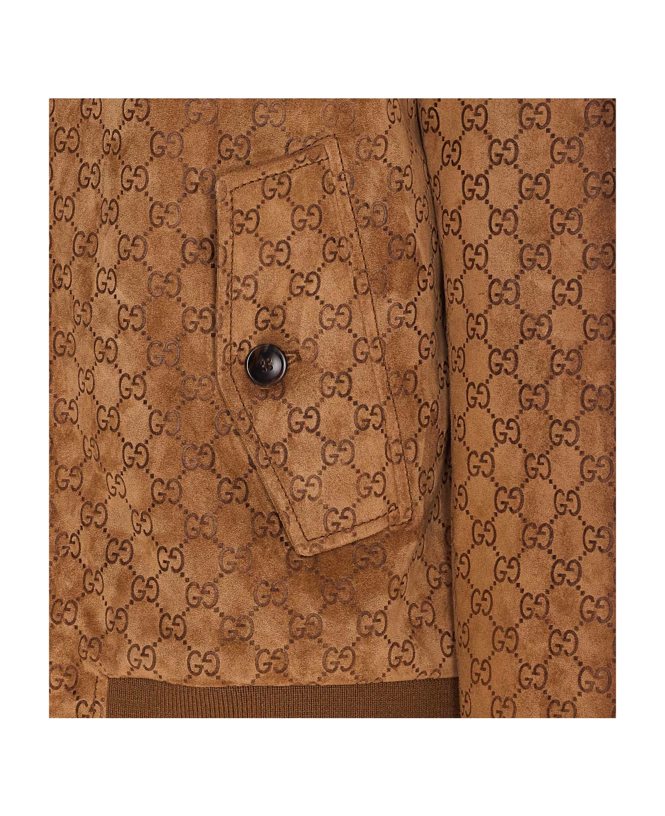 Gucci Embossed Gg Suede Bomber Jacket - Brown