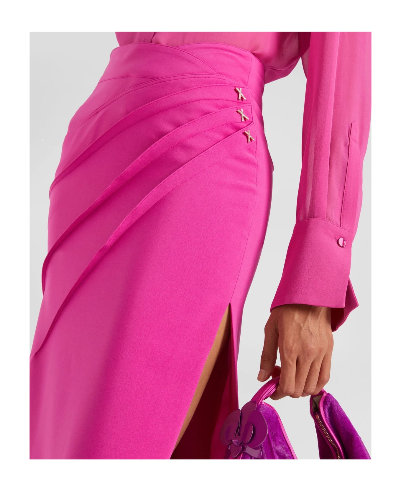 Genny Long Skirt With Slit - Pink
