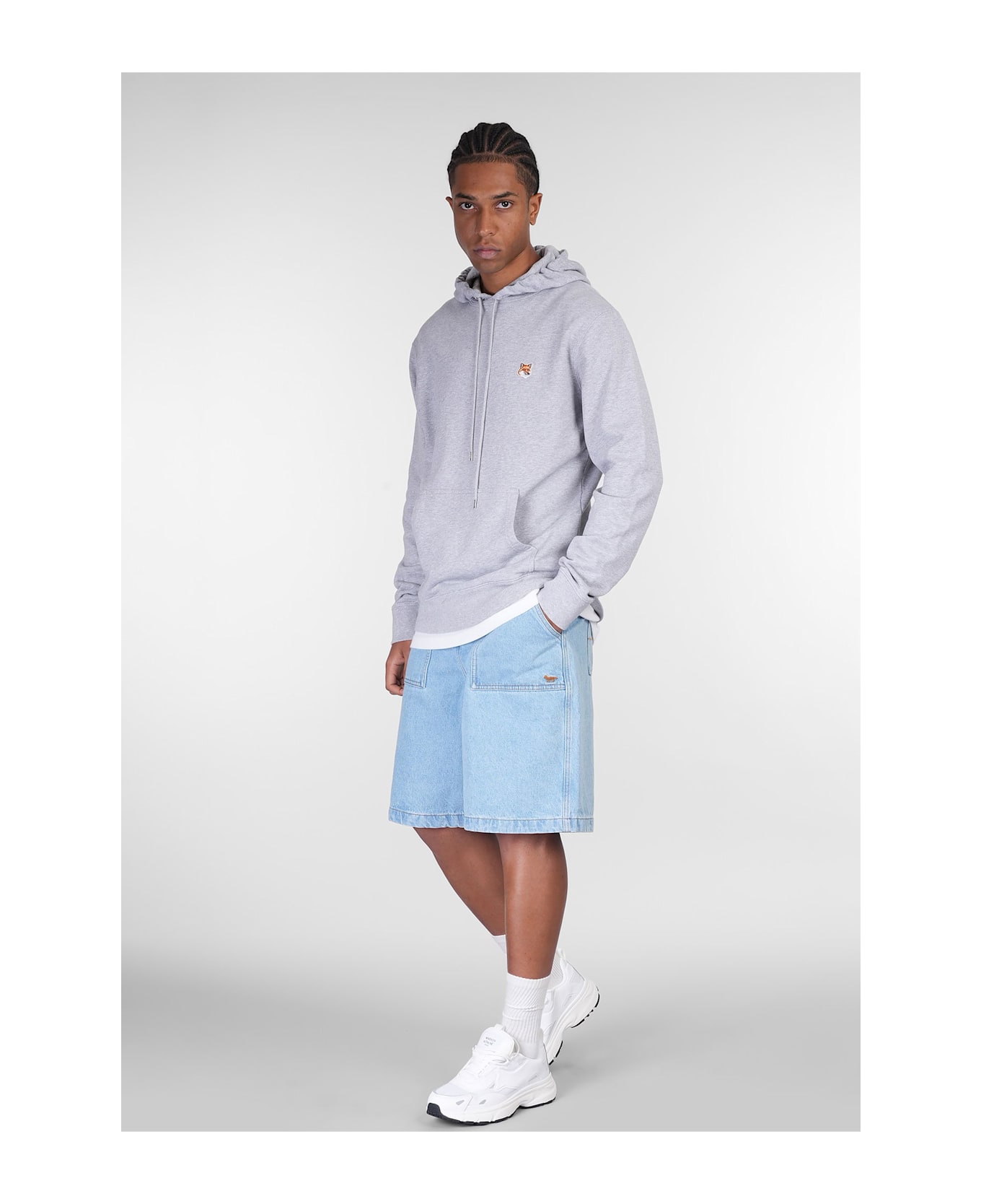 Maison Kitsuné Shorts In Blue Denim - blue