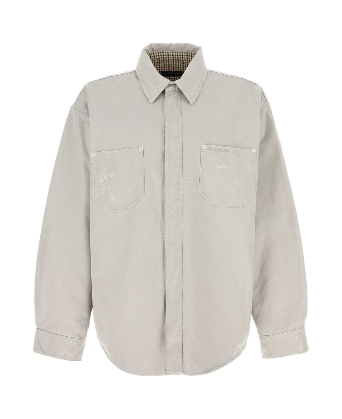 Balenciaga Light Grey Cotton Oversize Shirt - LIGHT GREY
