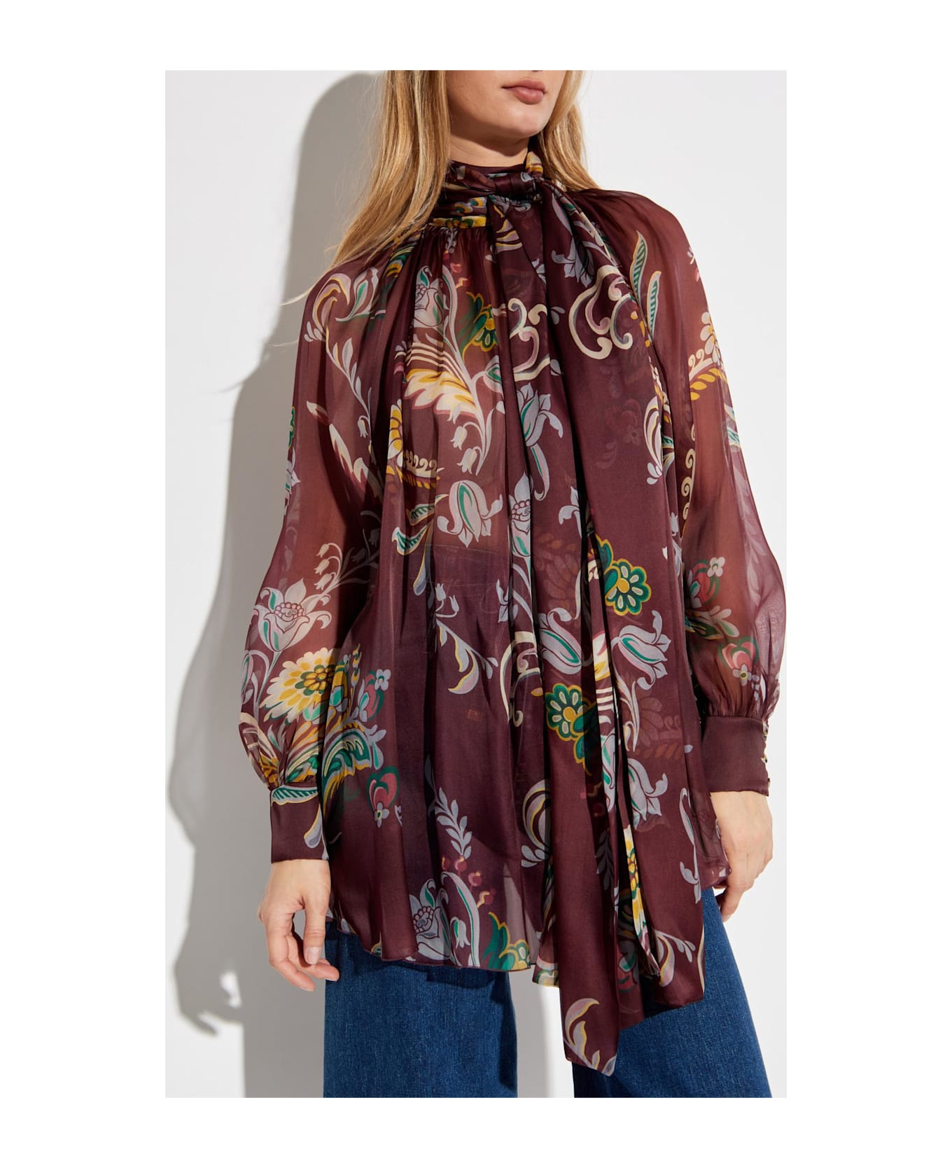 Etro Silk Top With Print - Burgundy