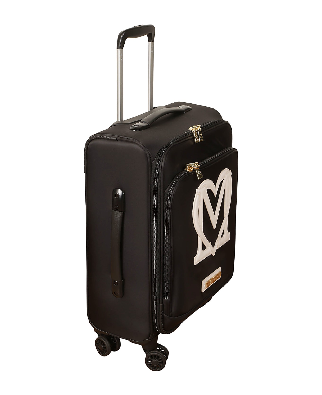 Love Moschino Heart Patched Two-way Zipped Trolley Luggage - Black/White