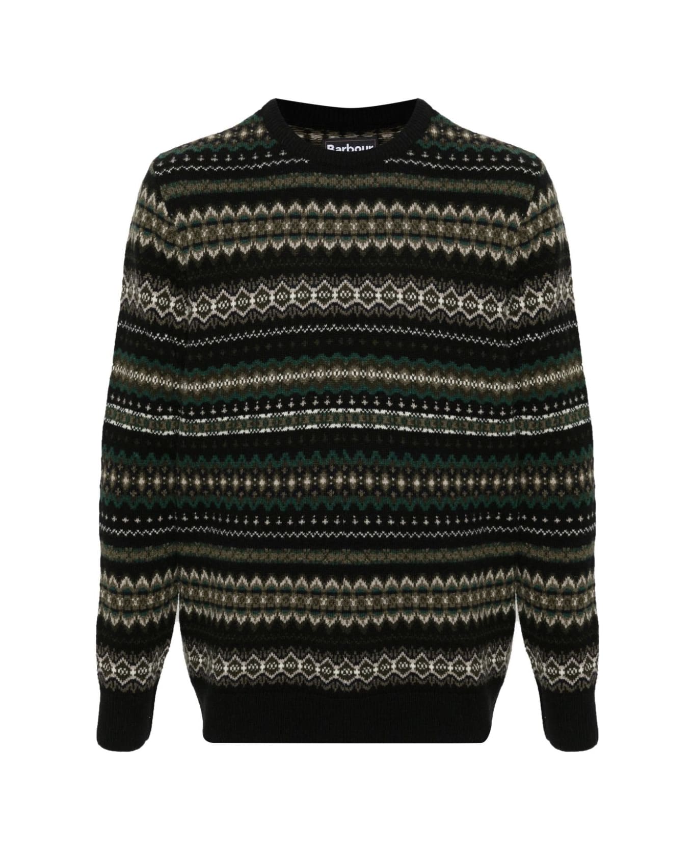 Barbour Case Fairisle Crew Neck Sweater - Black Marl