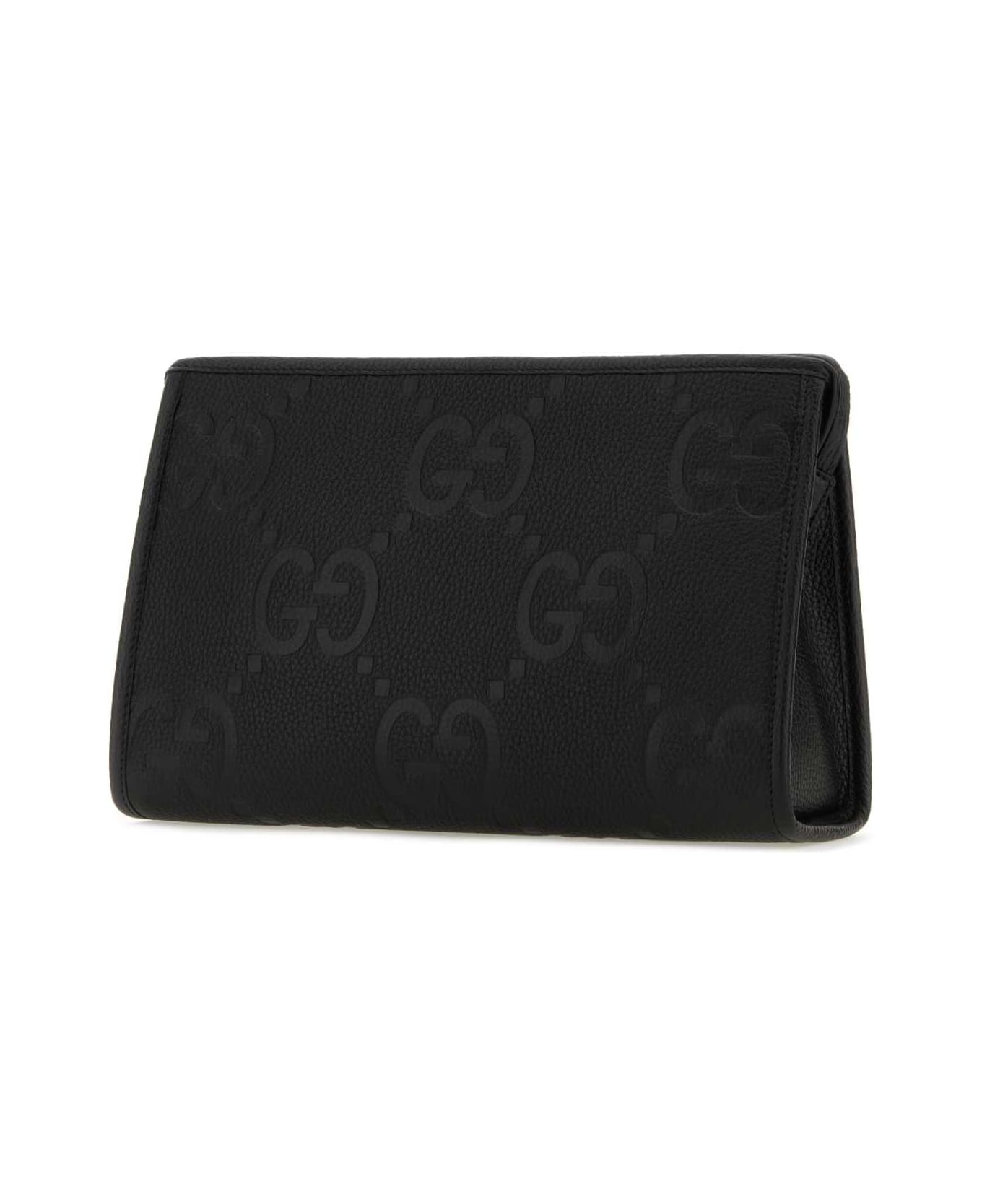 Gucci Black Jumbo Gg Leather Pouch - BLACKBLACK