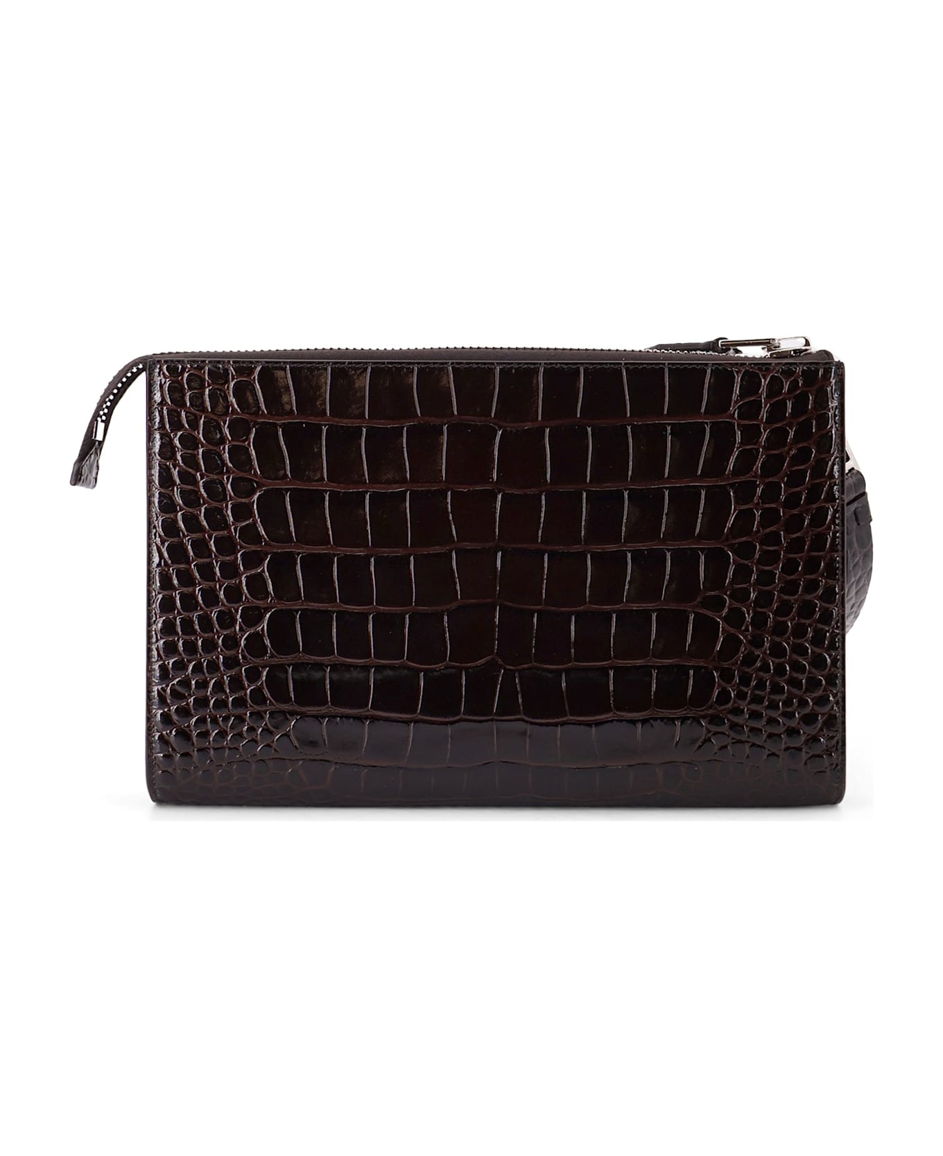 Tom Ford Crocodile-print Leather Clutch Bag - Brown